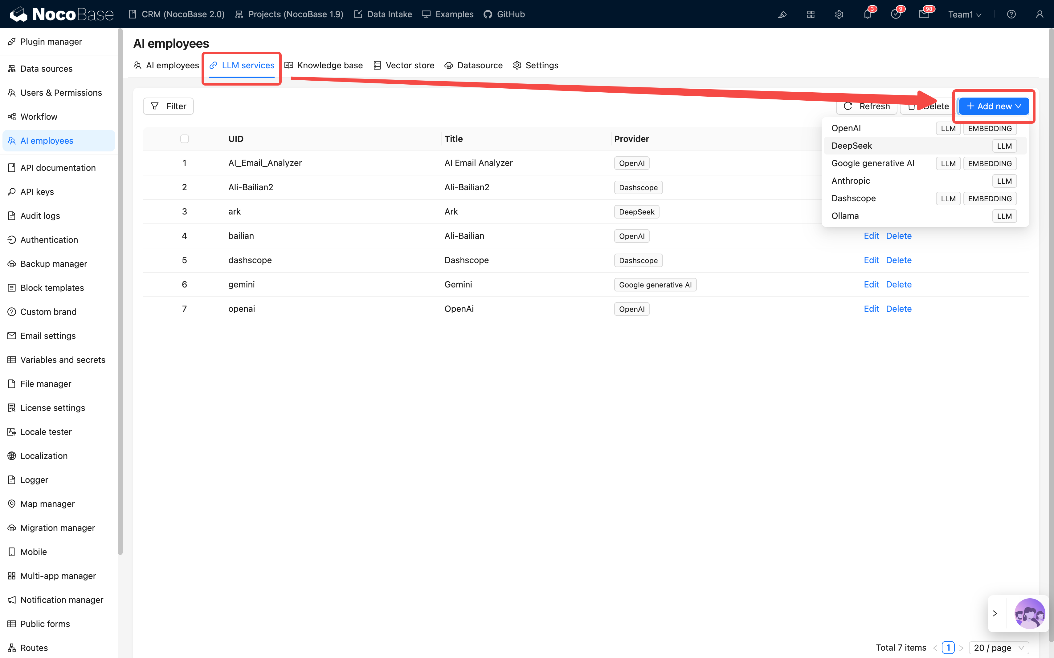 Create a large model service