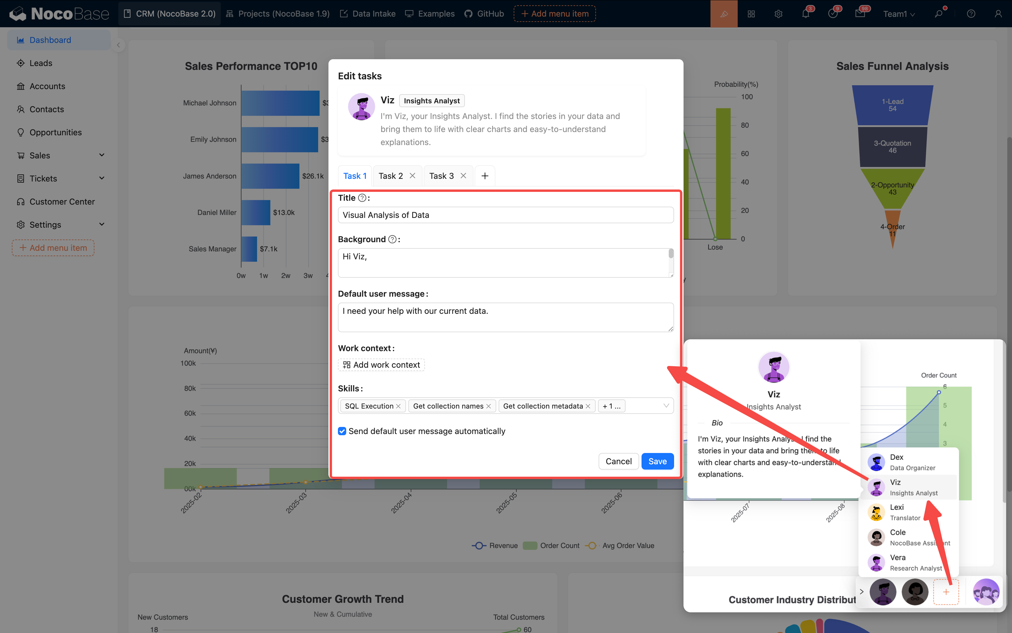 Page-level task configuration