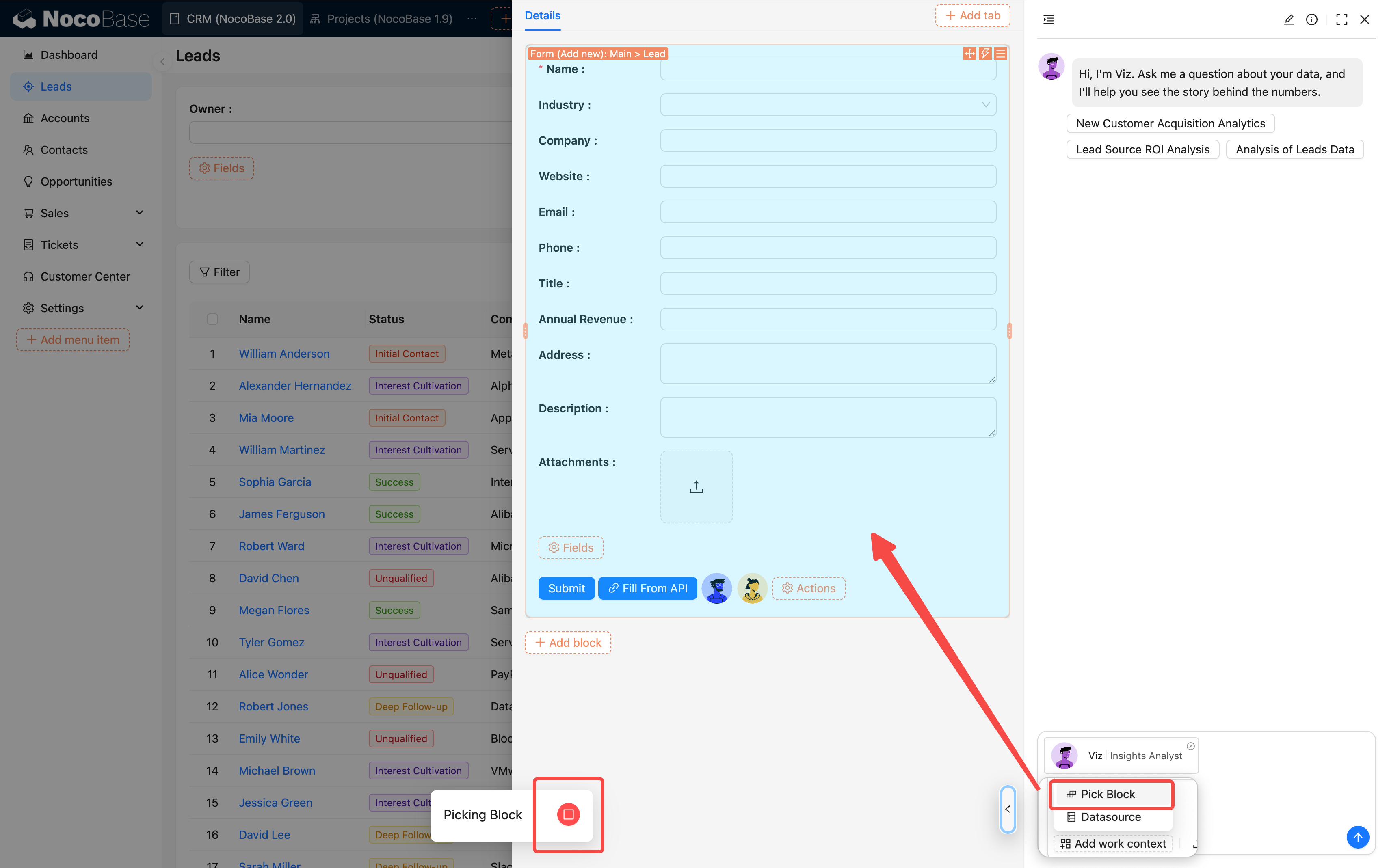 Manually select block