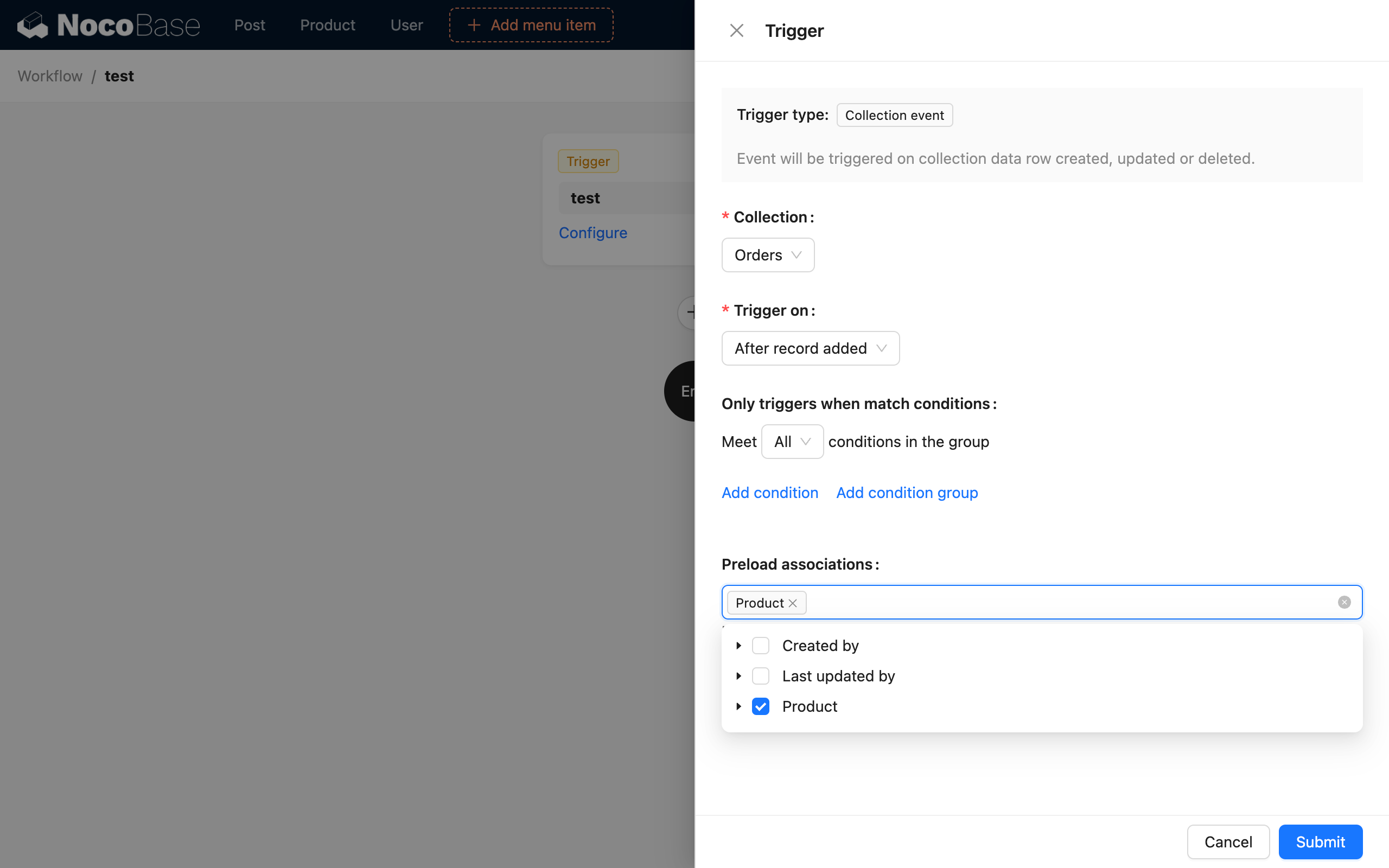 Collection Event_Example_New Order Trigger