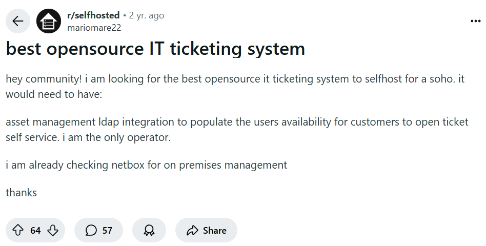 best open-source IT ticketing system