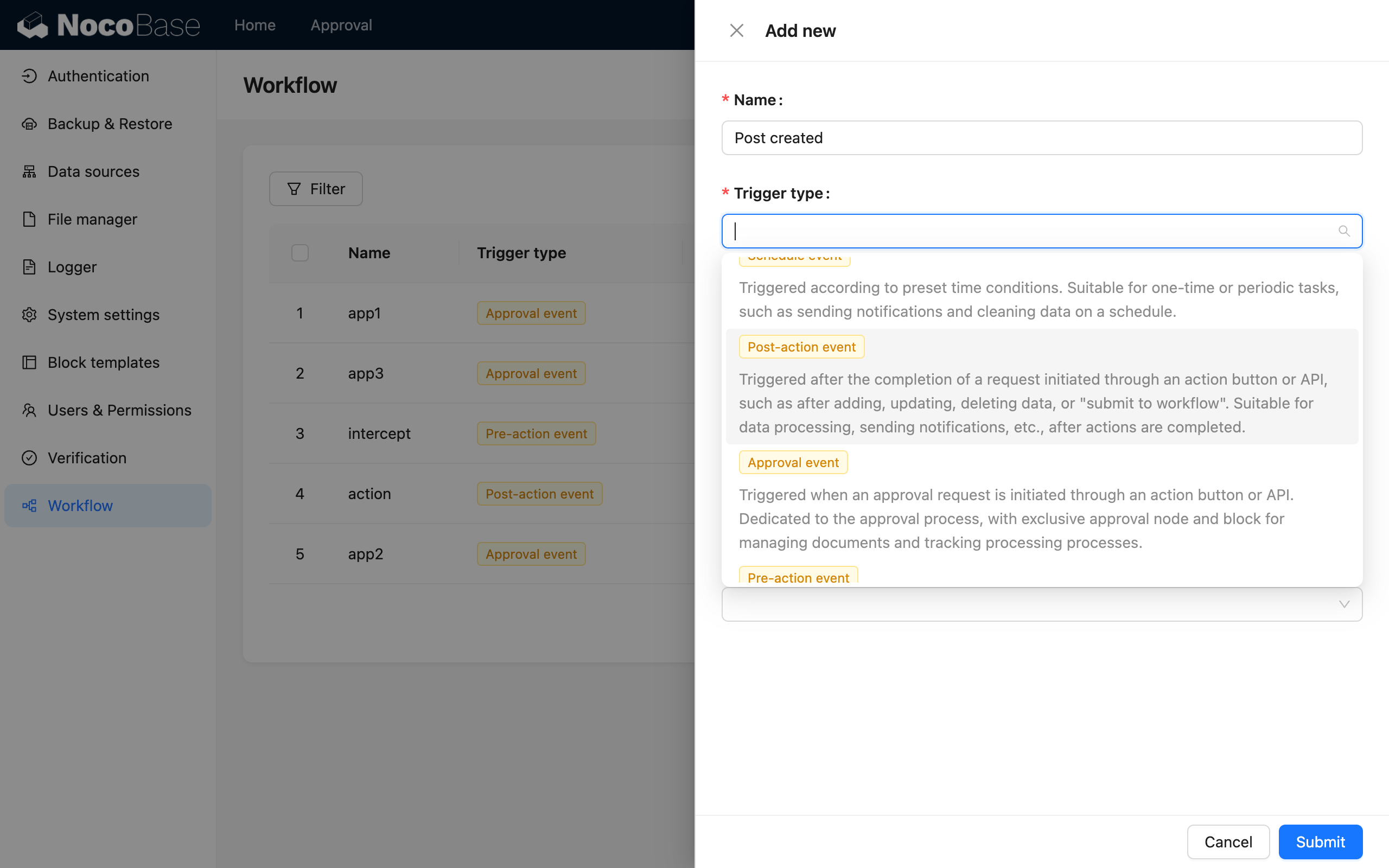 Create Workflow_Post-Action Event Trigger