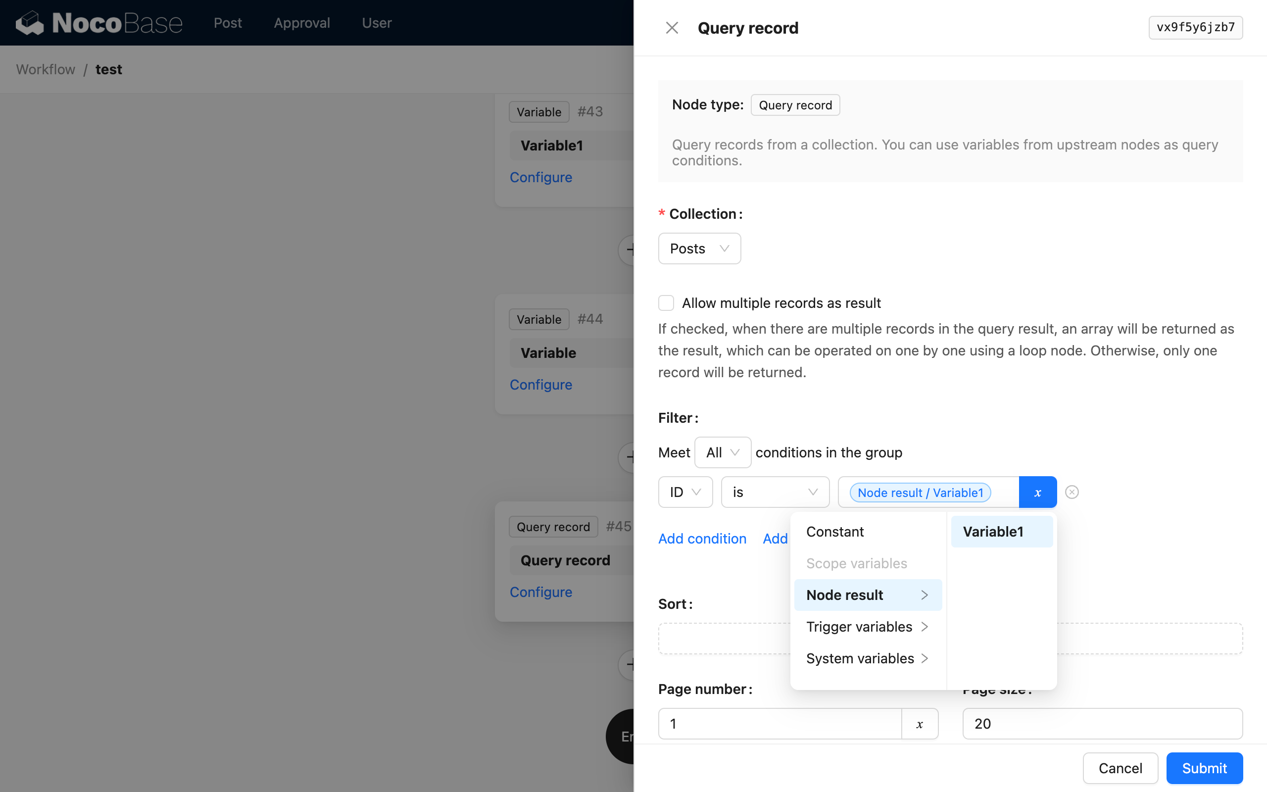 Use variable value as a query filter condition