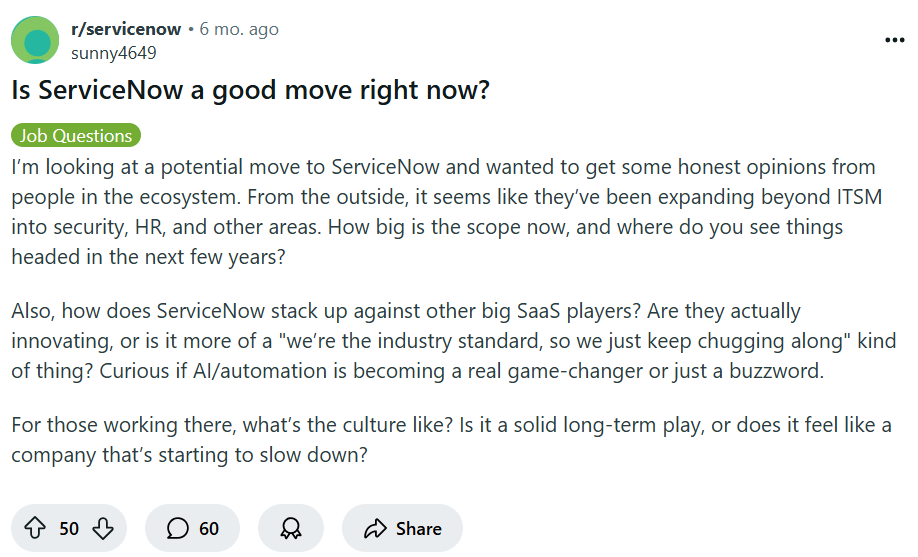Is ServiceNow a good move right now?