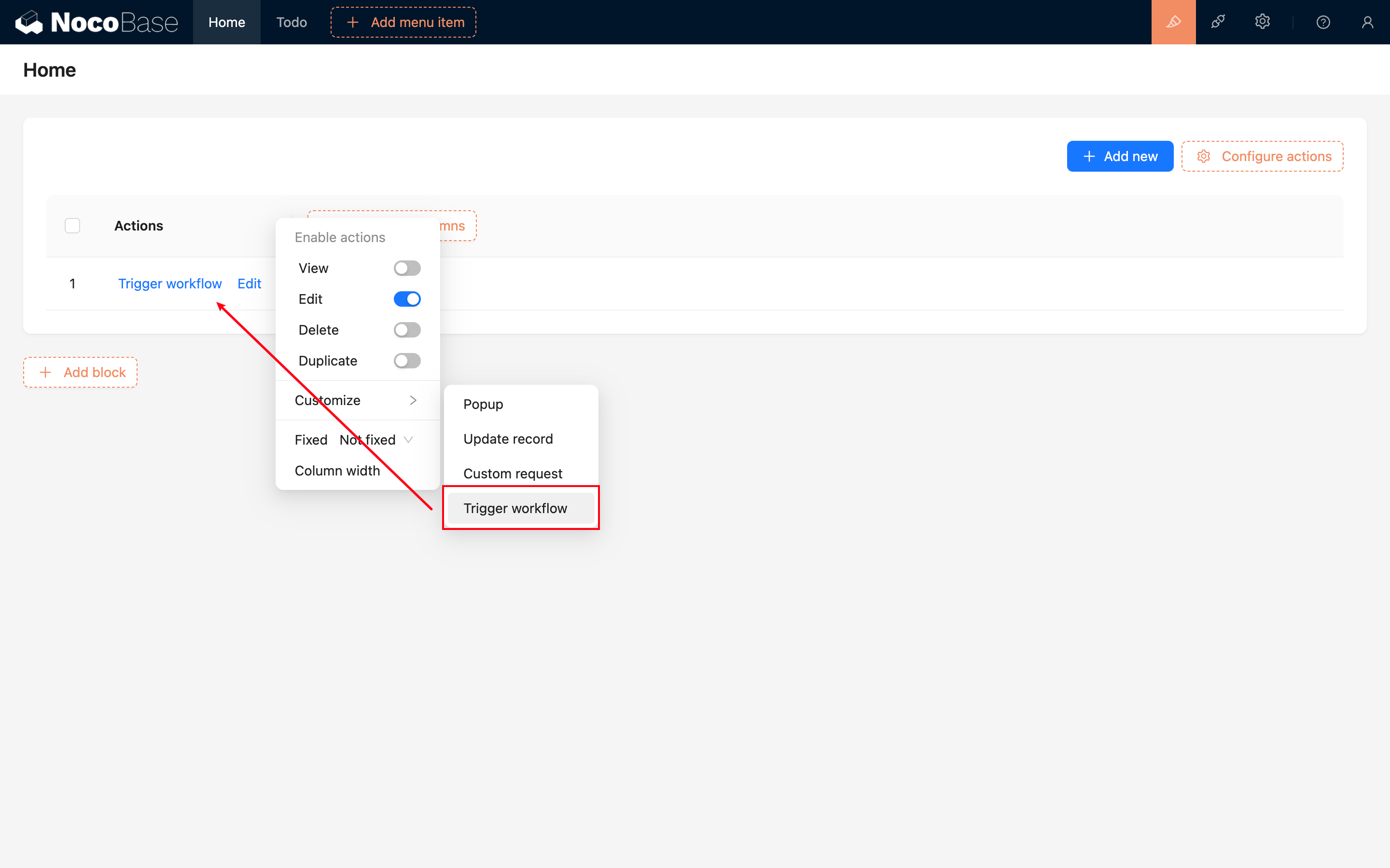 Add Action Button to Block_Table Row