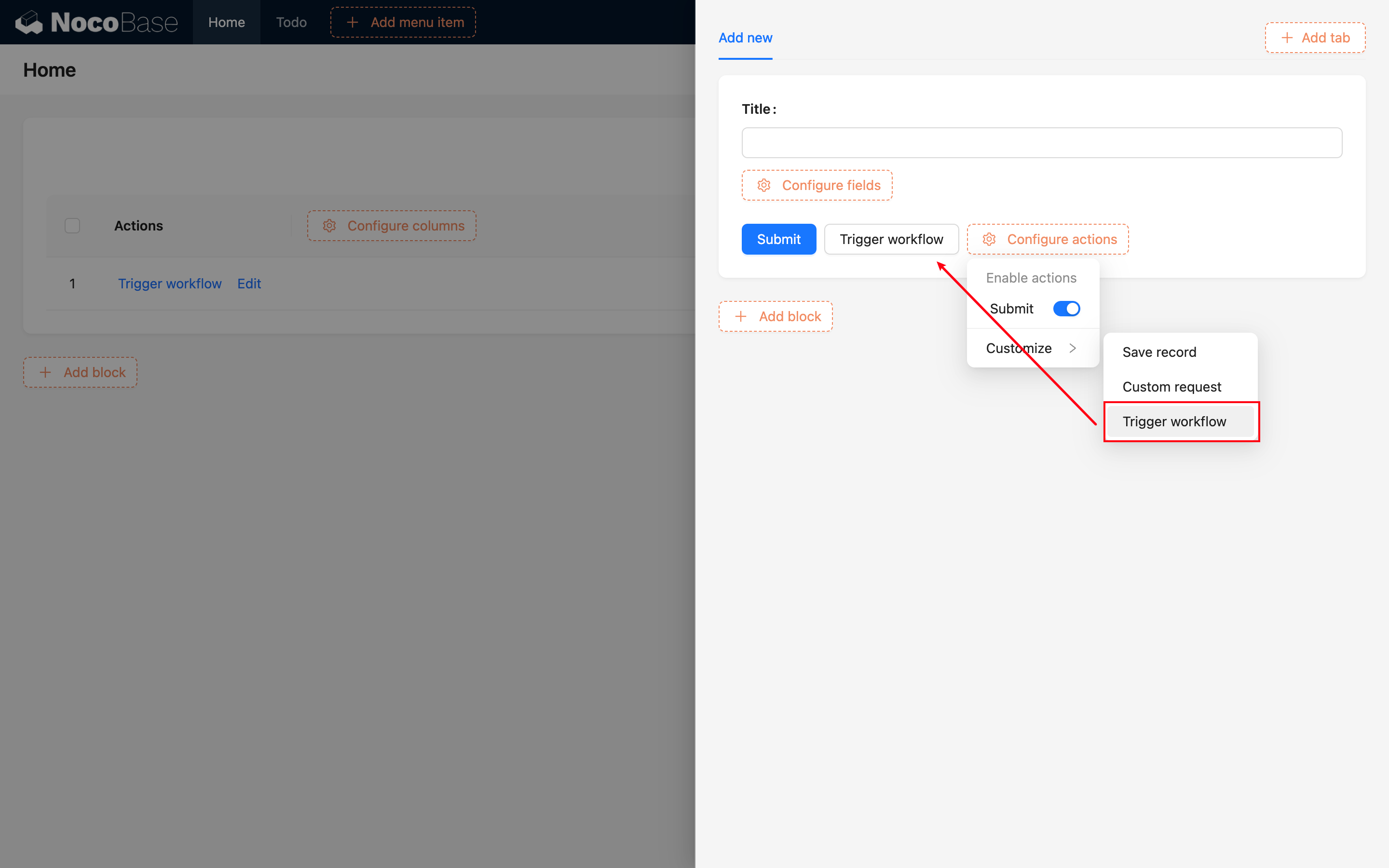 Add Action Button to Block_Form