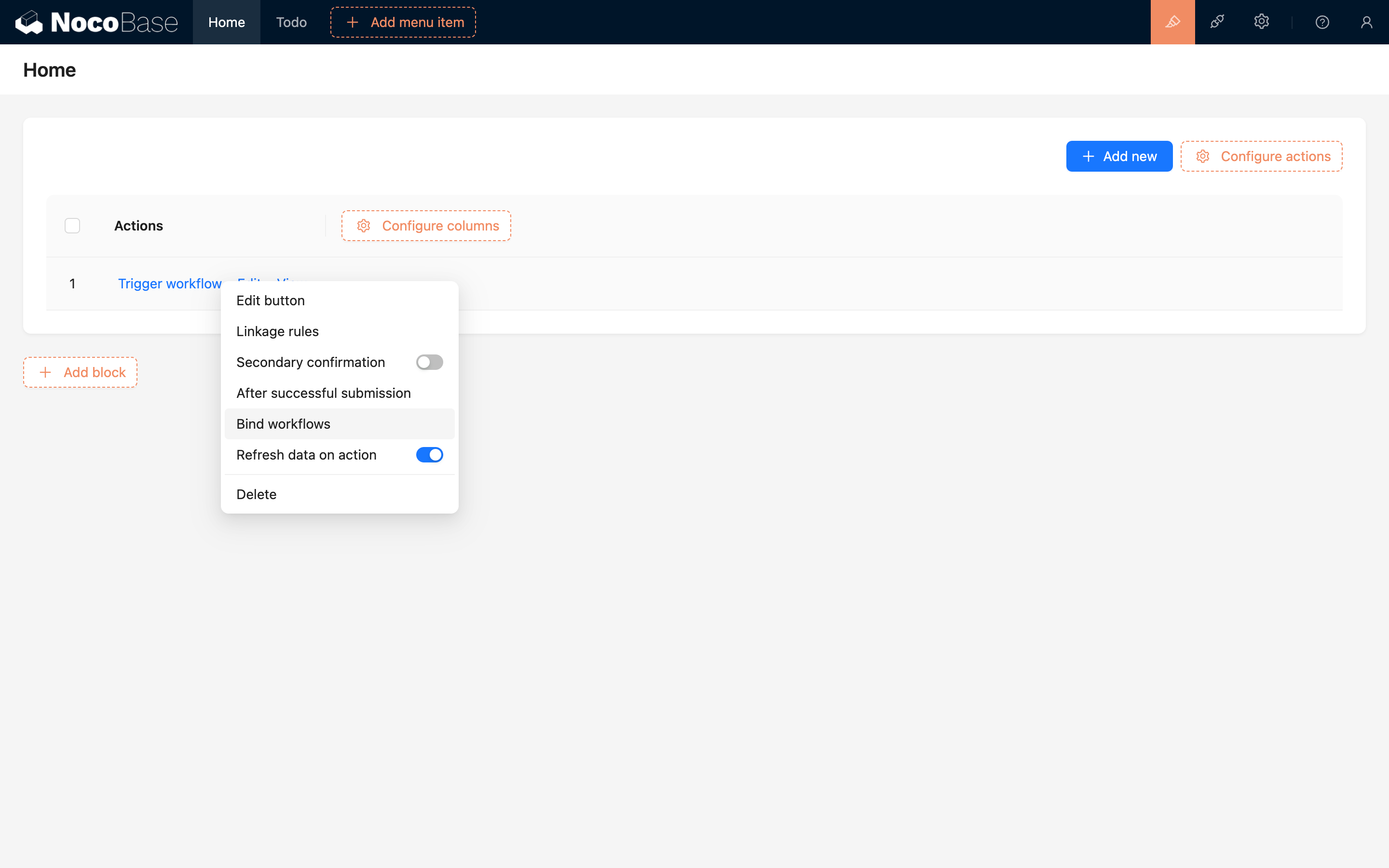 Bind Workflow to Button