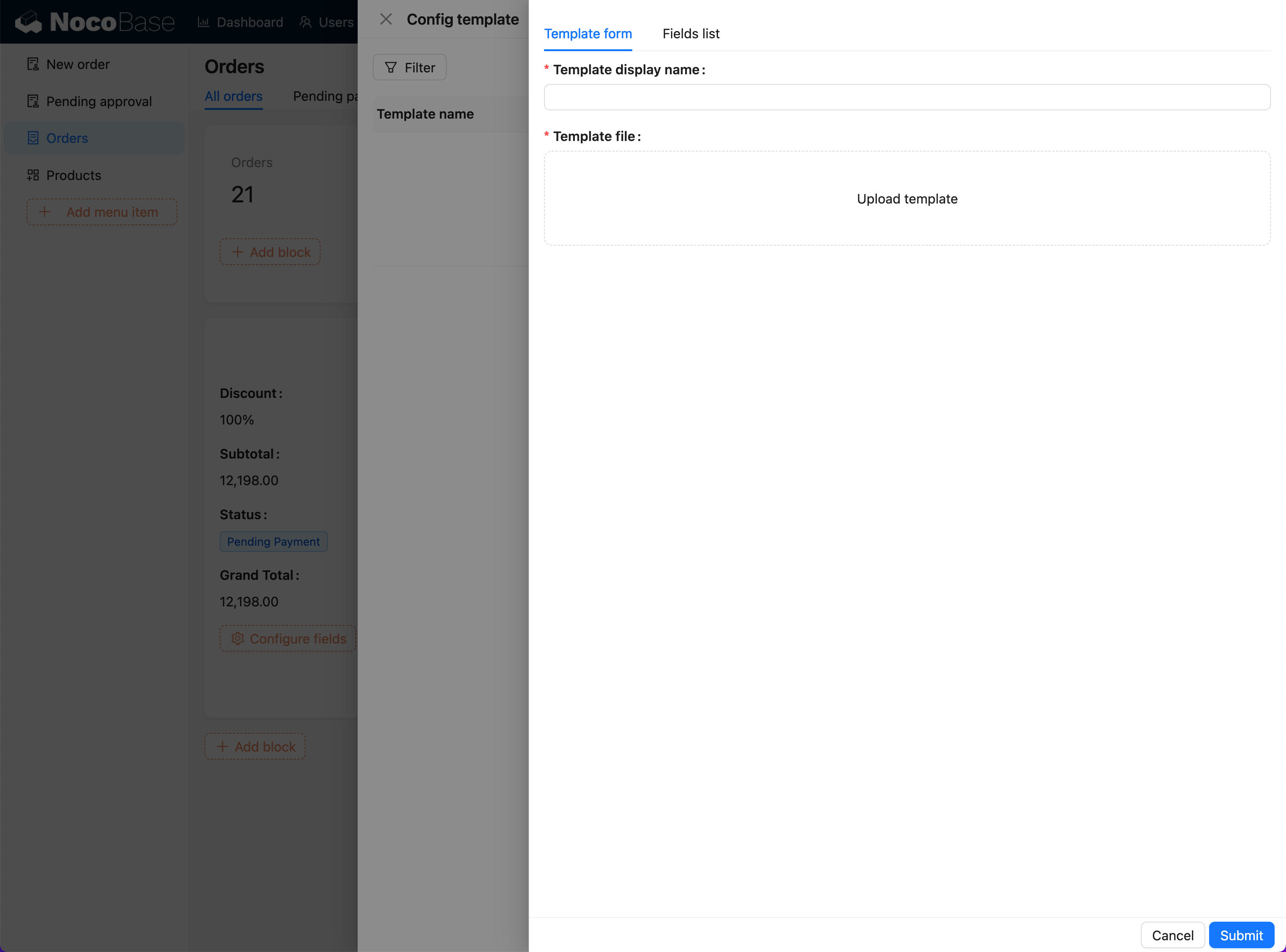 Configure Template Name and File
