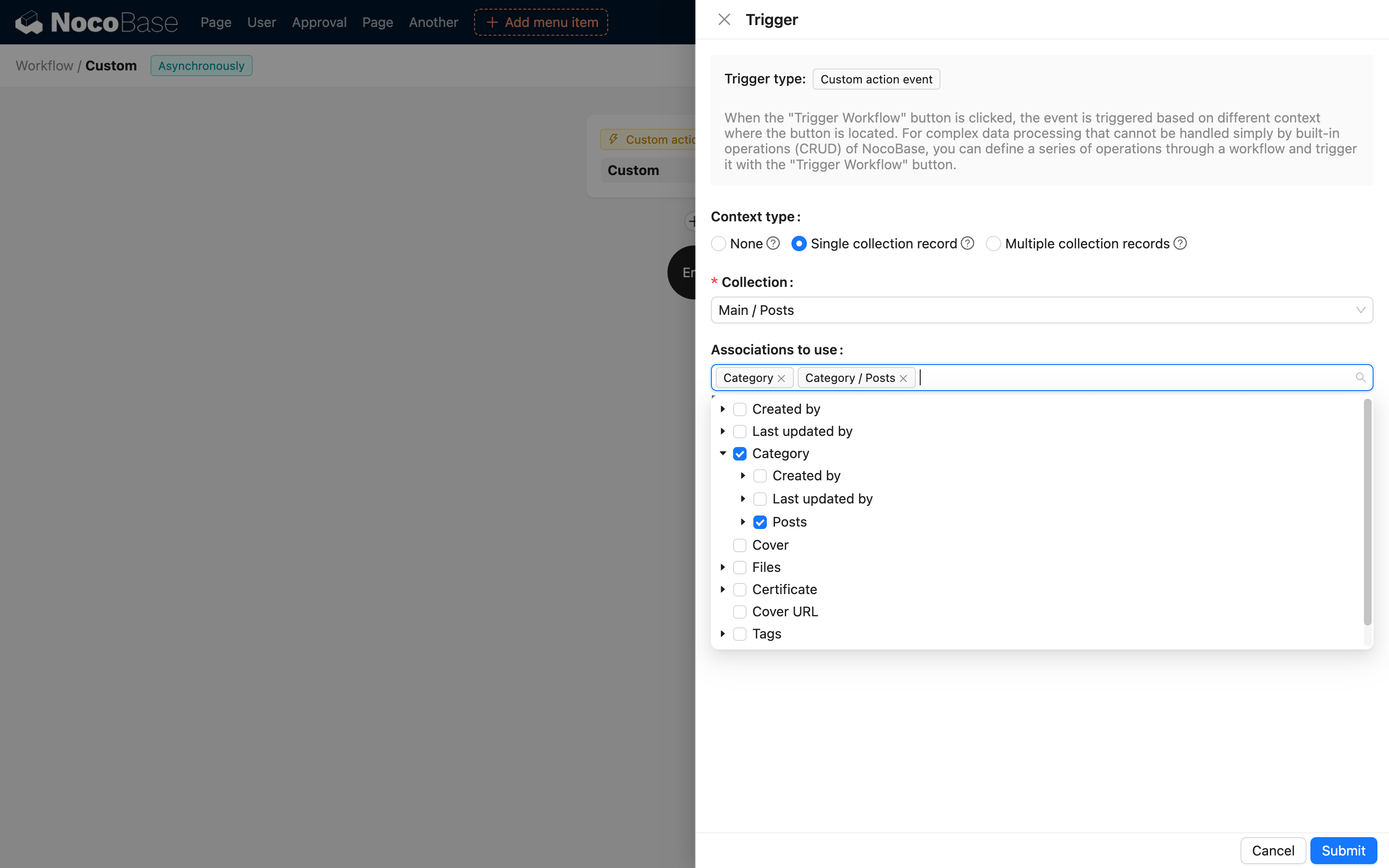 Trigger Configuration_Select Association Data to be Used