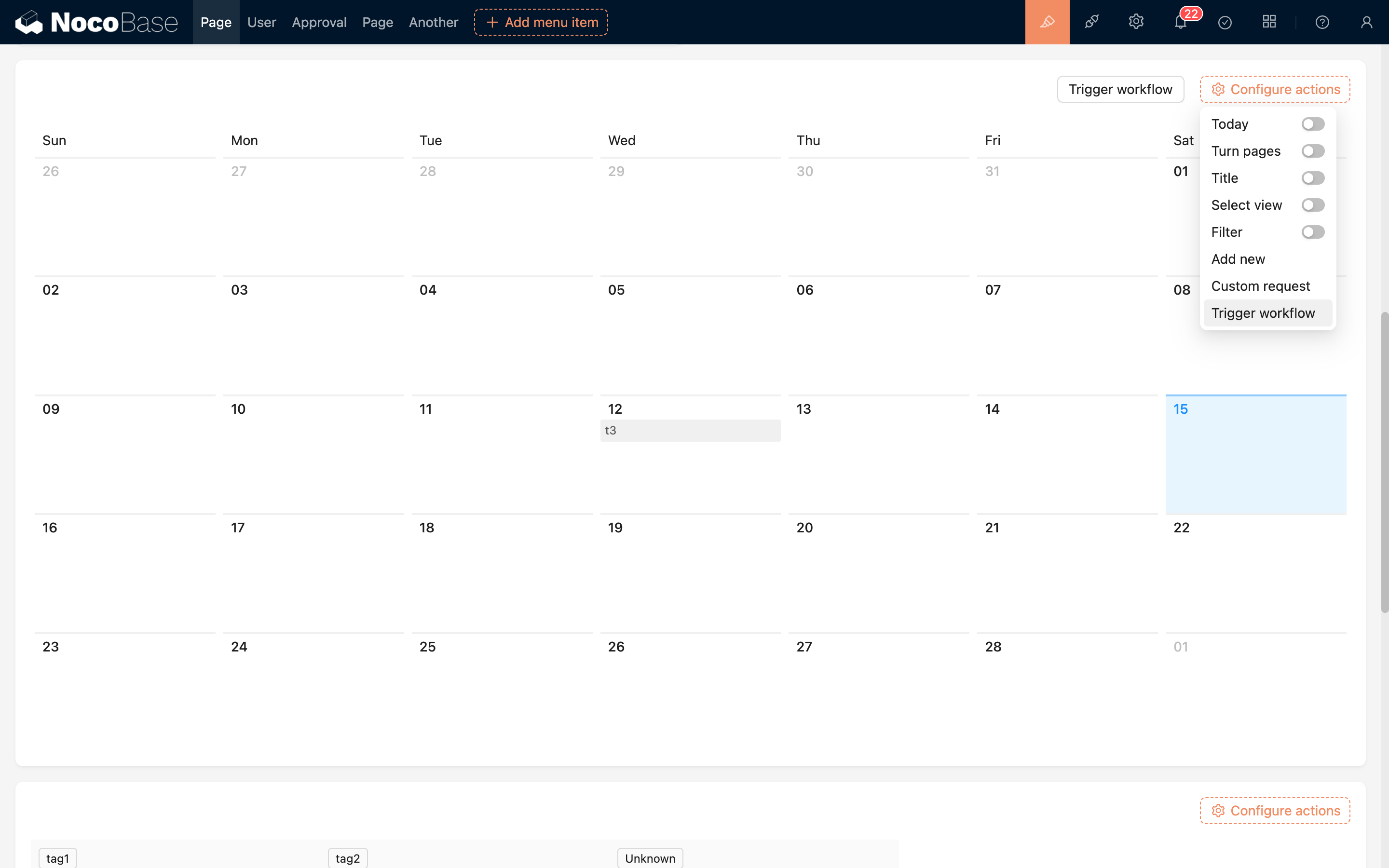 Add Action Button to Block_Calendar