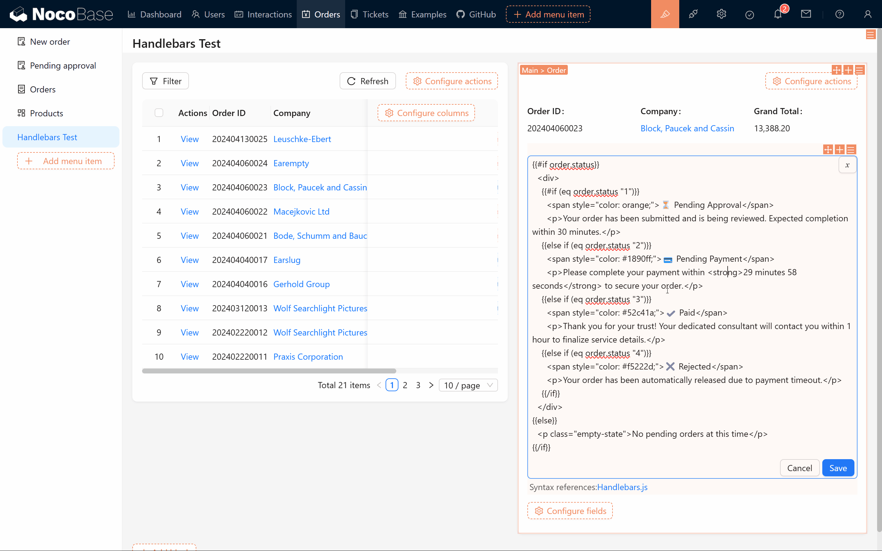 Dynamic Order Status Effect