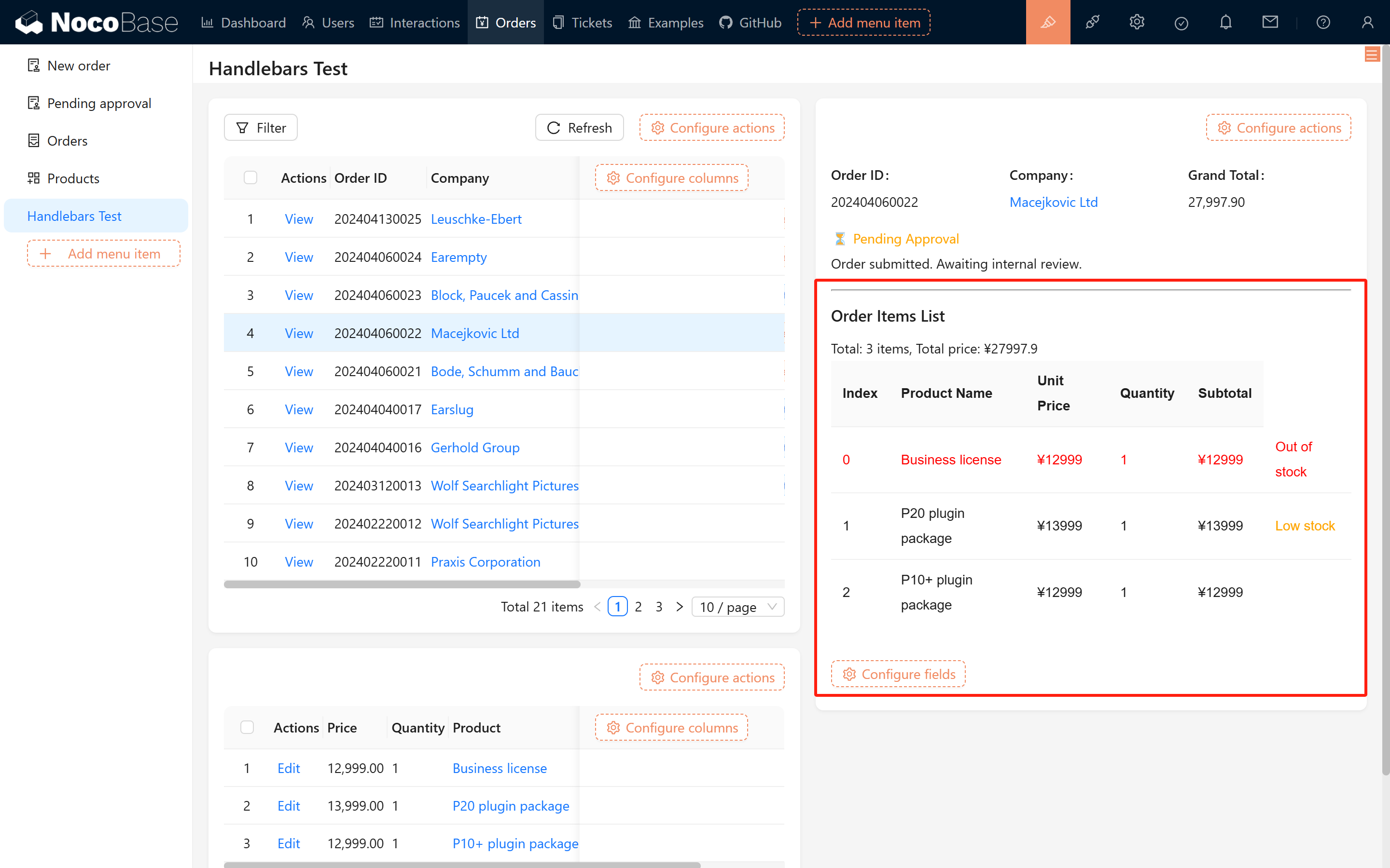 Order Product List Effect