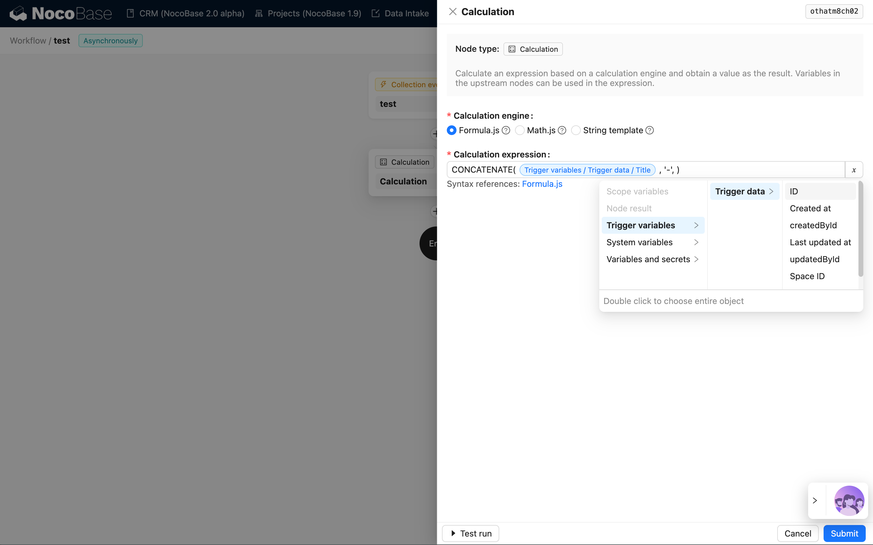 Calculation node using functions and variables