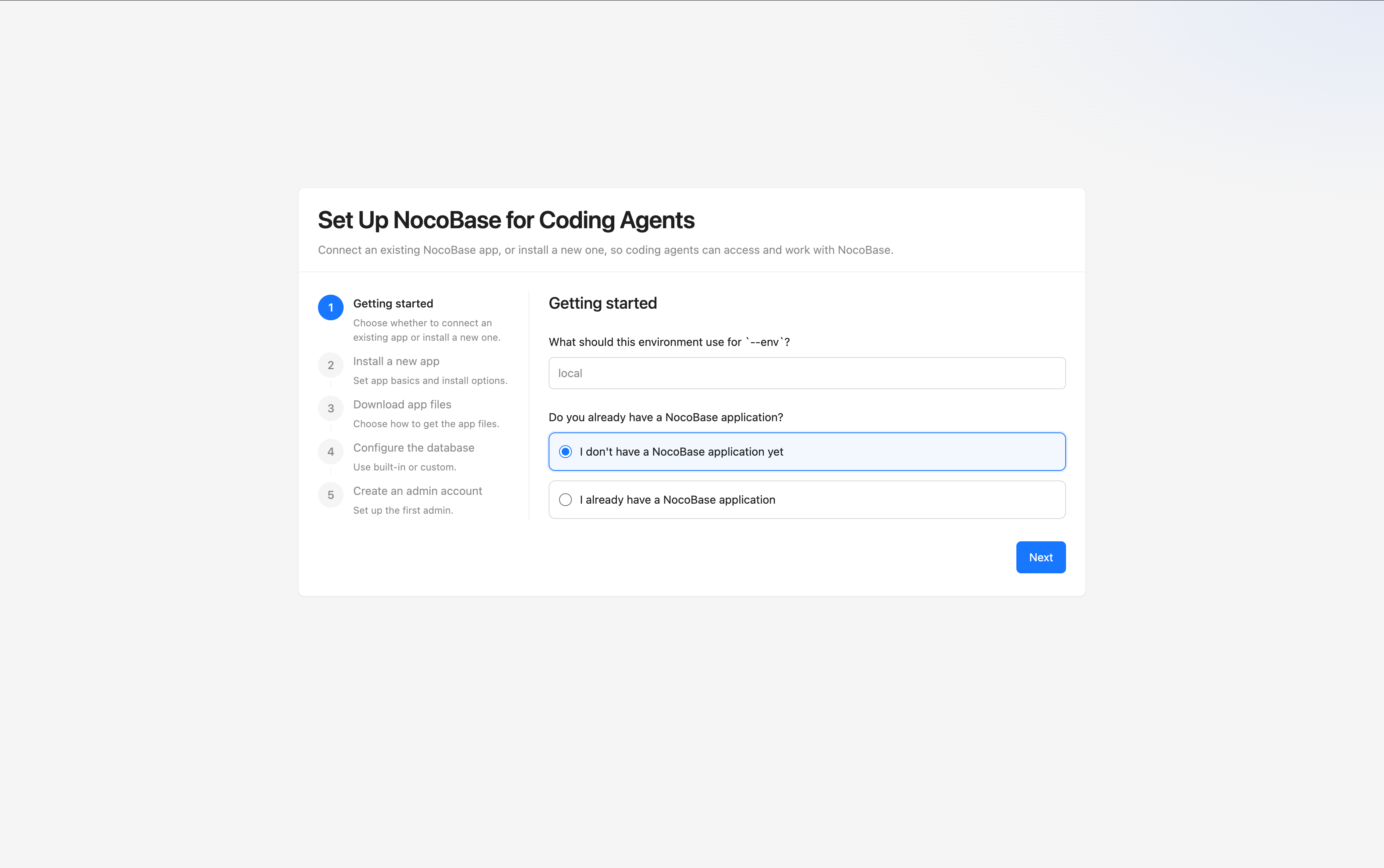 NocoBase CLI visual wizard