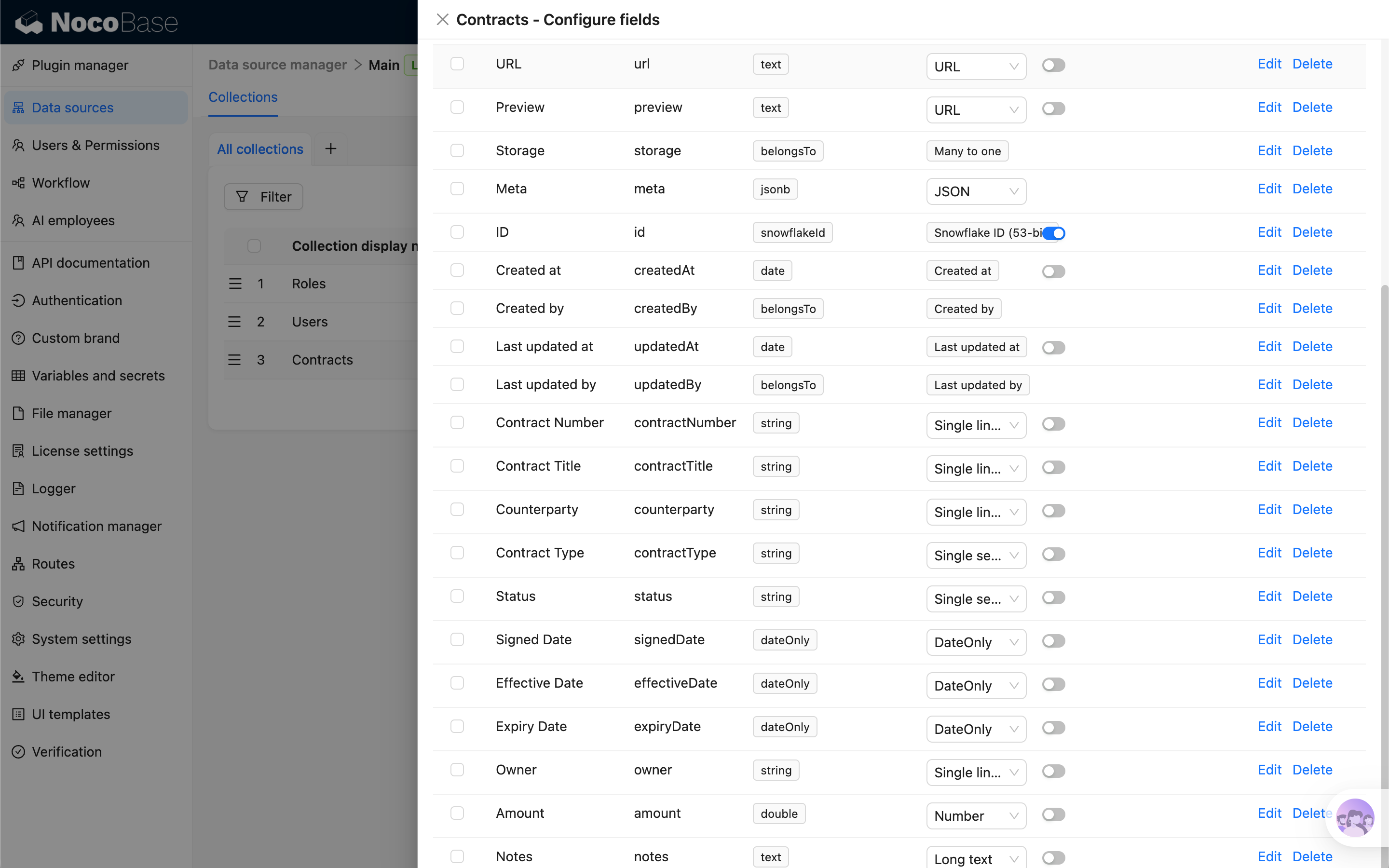 Creating a data table