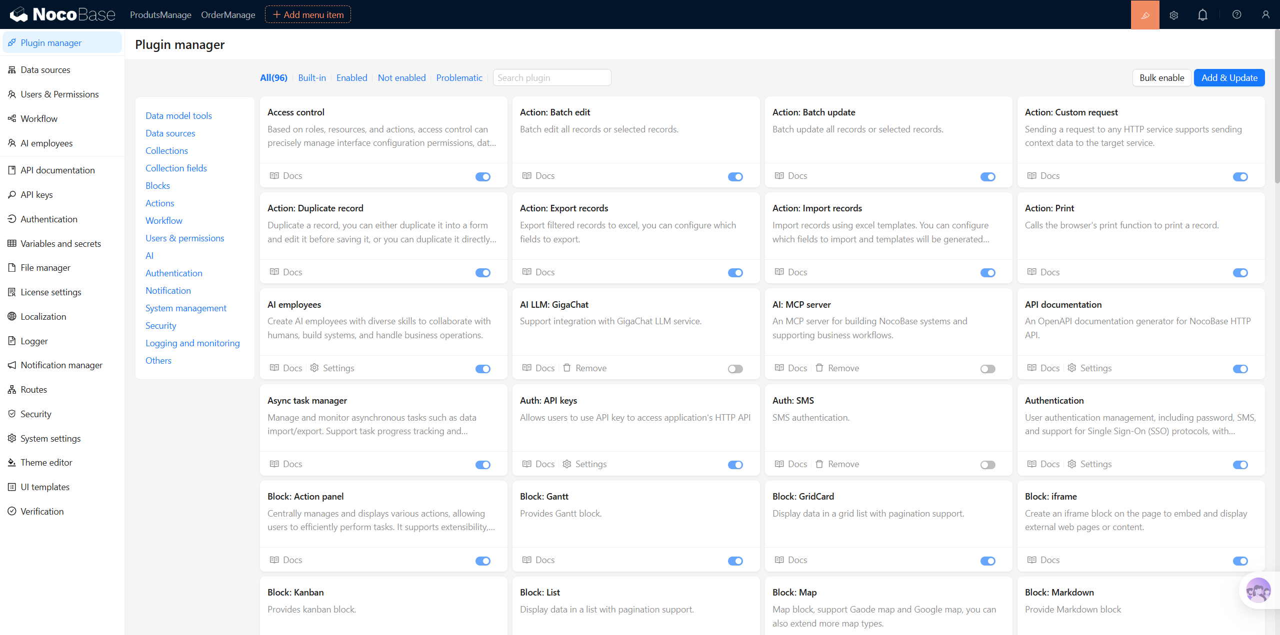 Viewing plugin status