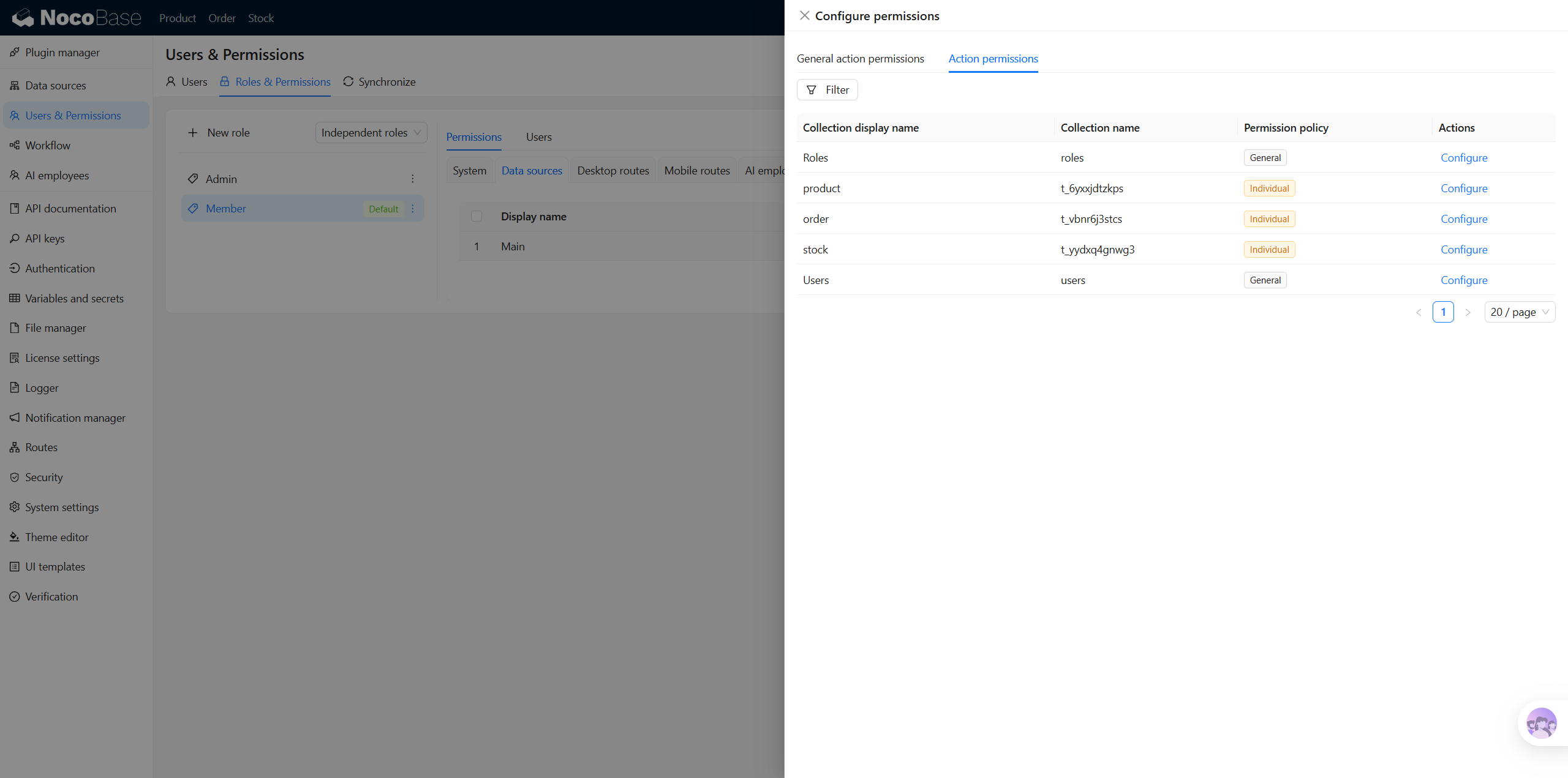 Batch configuring independent table permissions