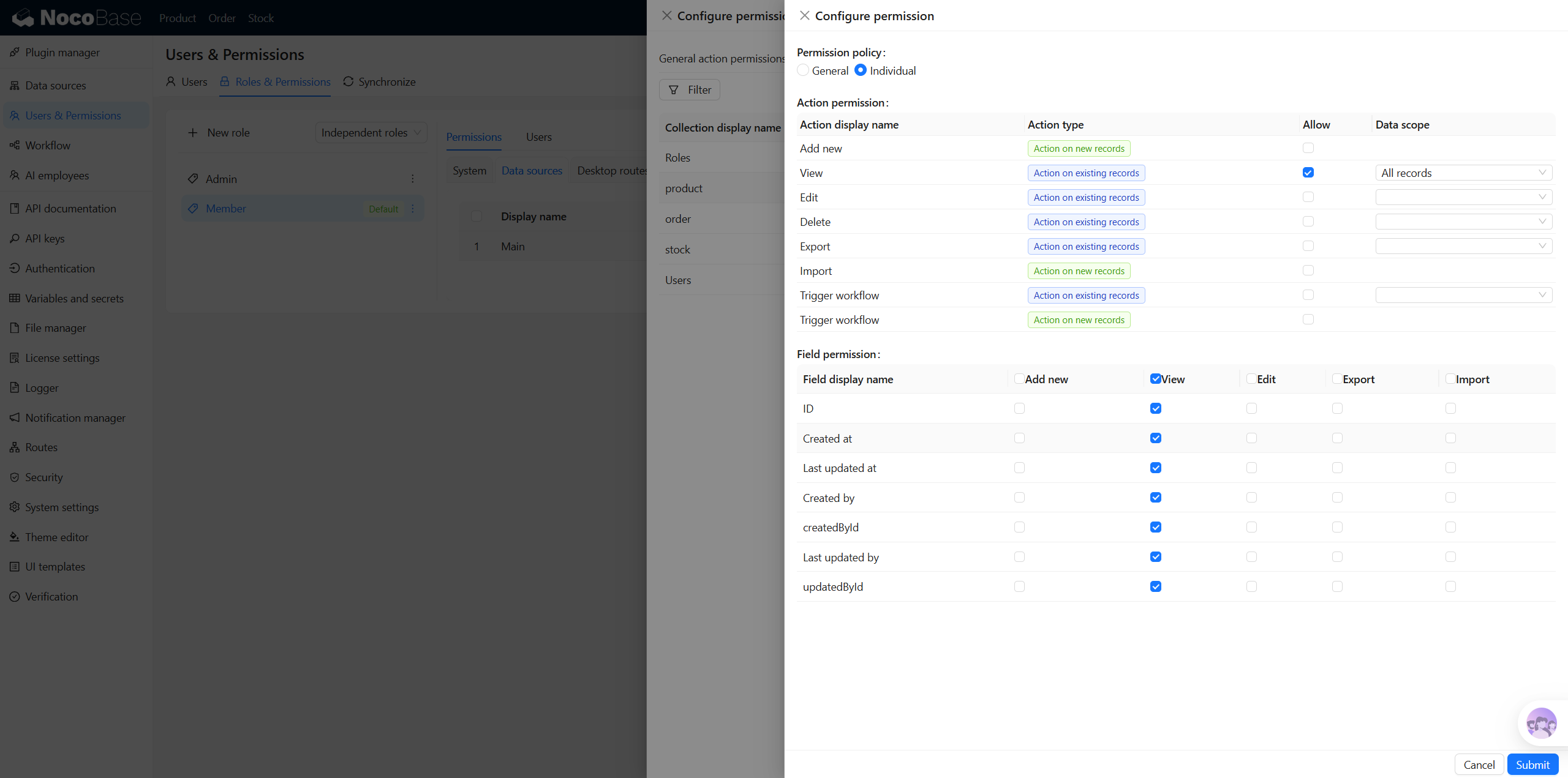 Batch configuring independent table permissions 2