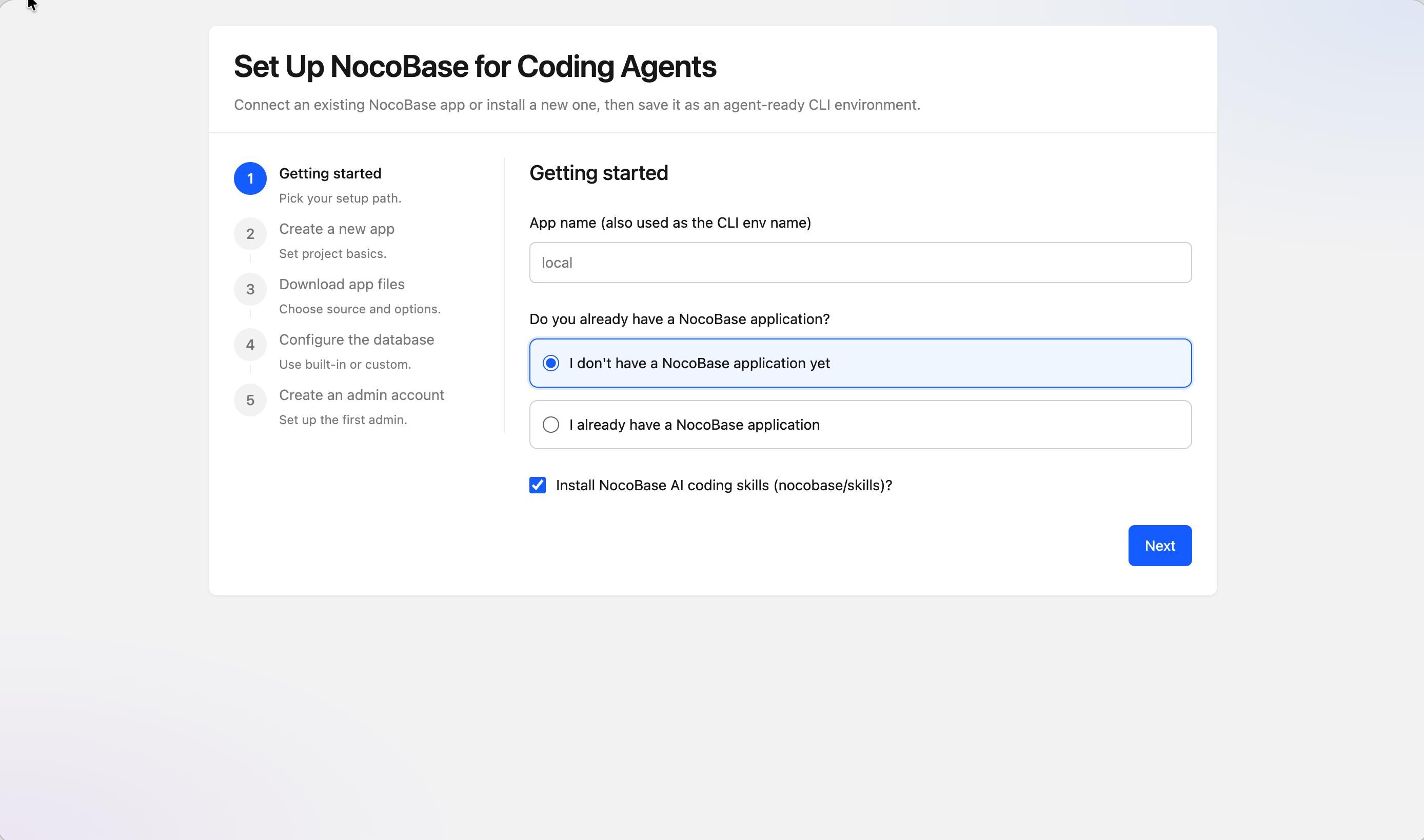 nocobase cli visual wizard