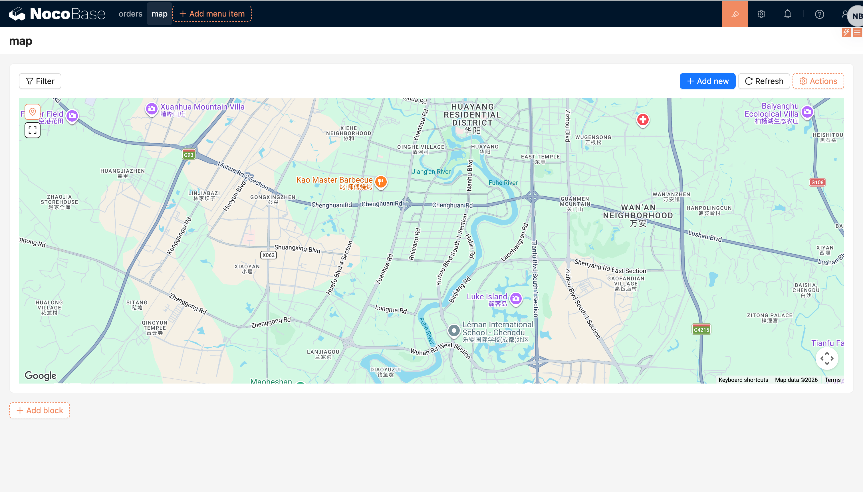 Map block interface