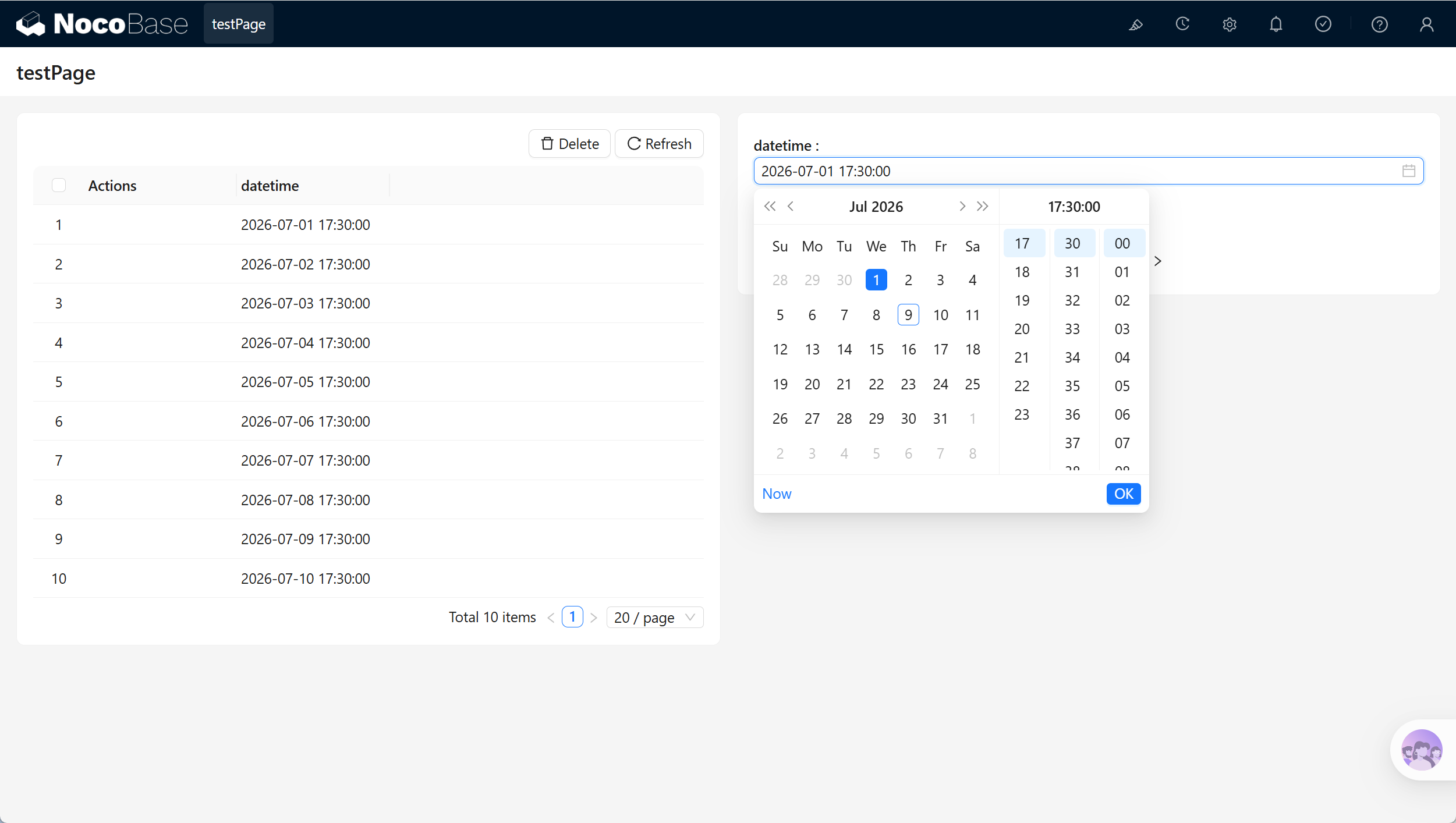 Use a DateTime field in a page