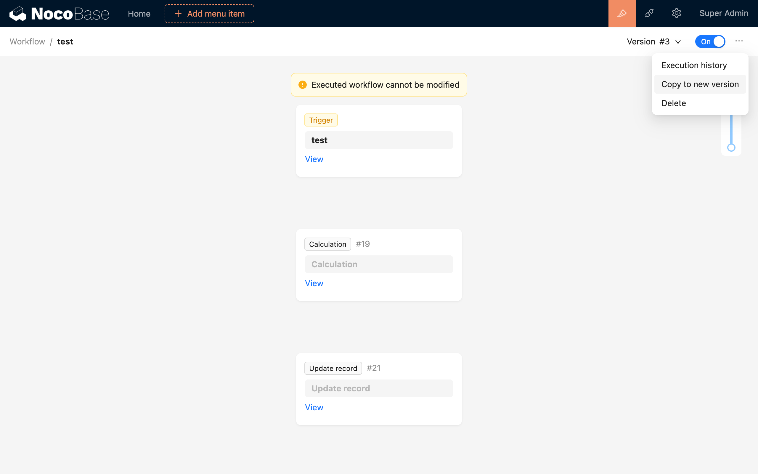 Copy workflow to a new version