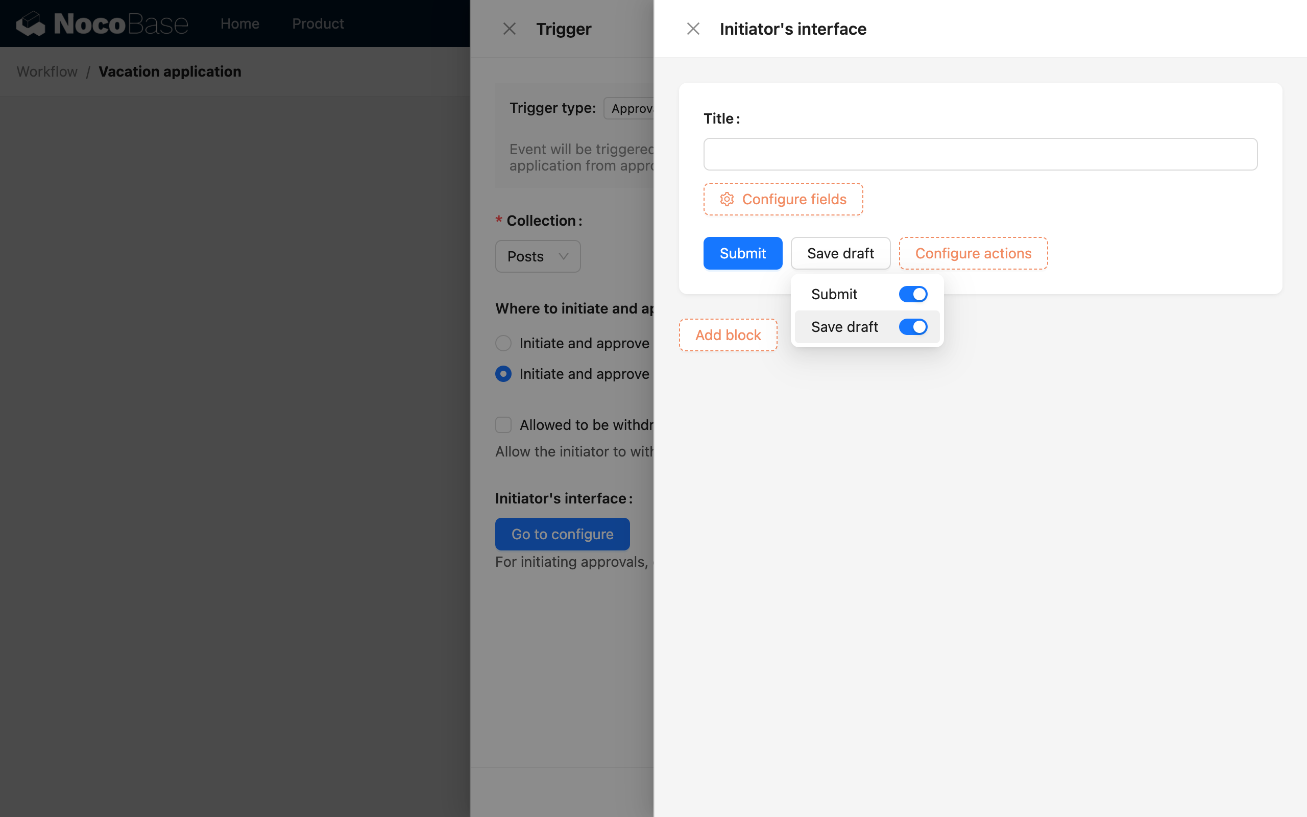 Approval Trigger_Trigger Configuration_Initiator Form_Action Configuration