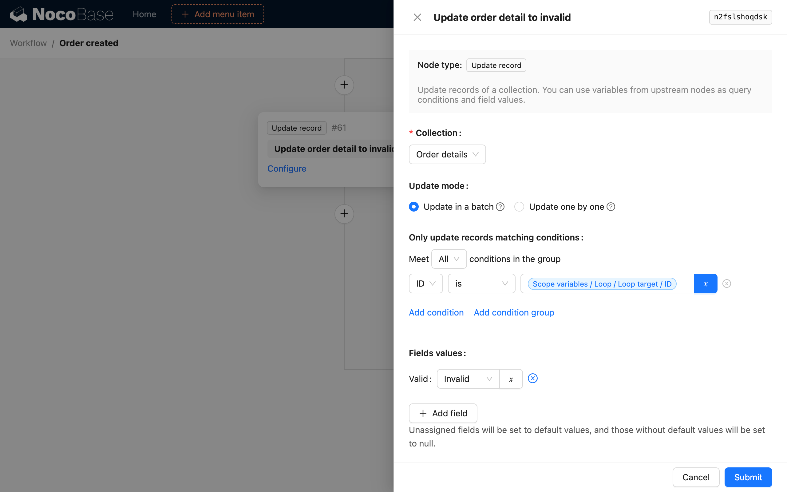 Loop Node_Example_Update Order Detail Node Configuration