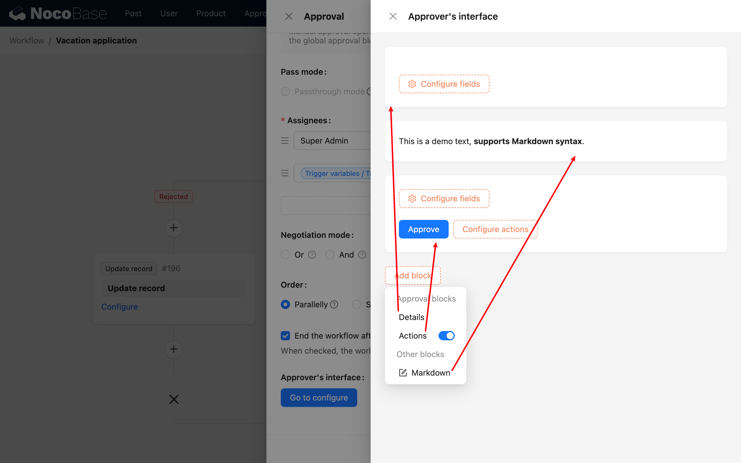 Add Blocks to Approver Interface