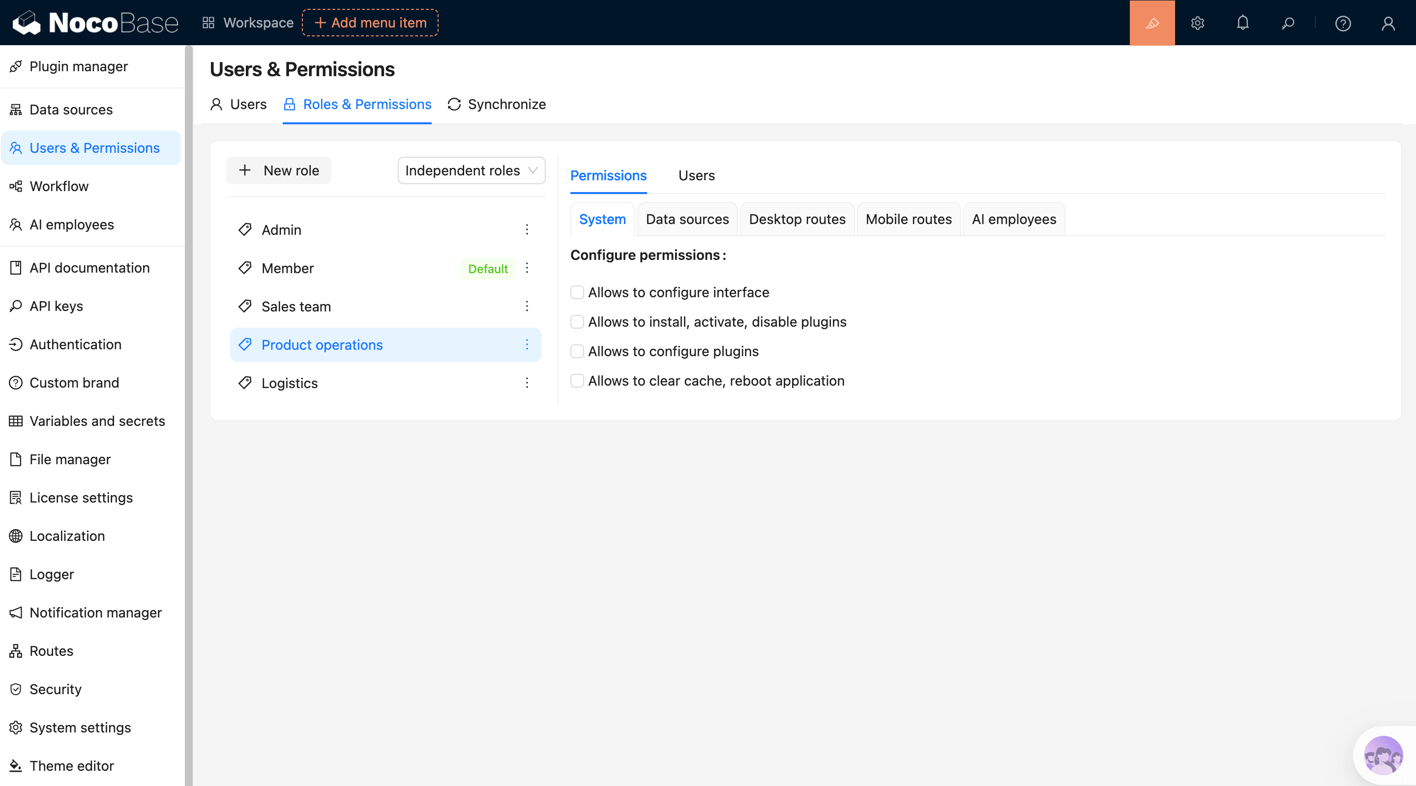 NocoBase 演示界面
