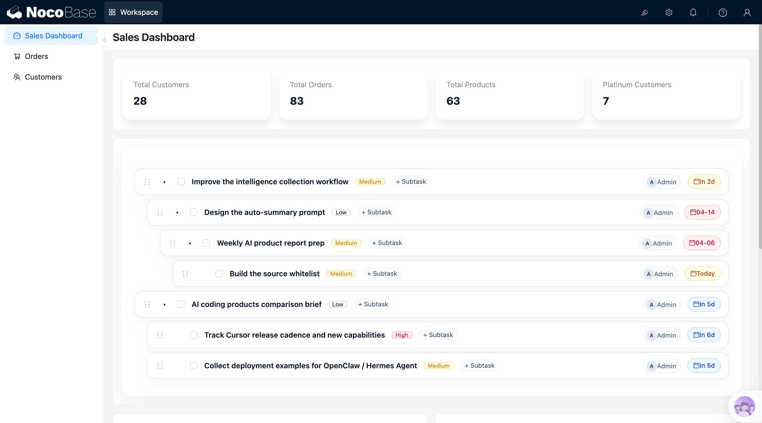 NocoBase 演示界面