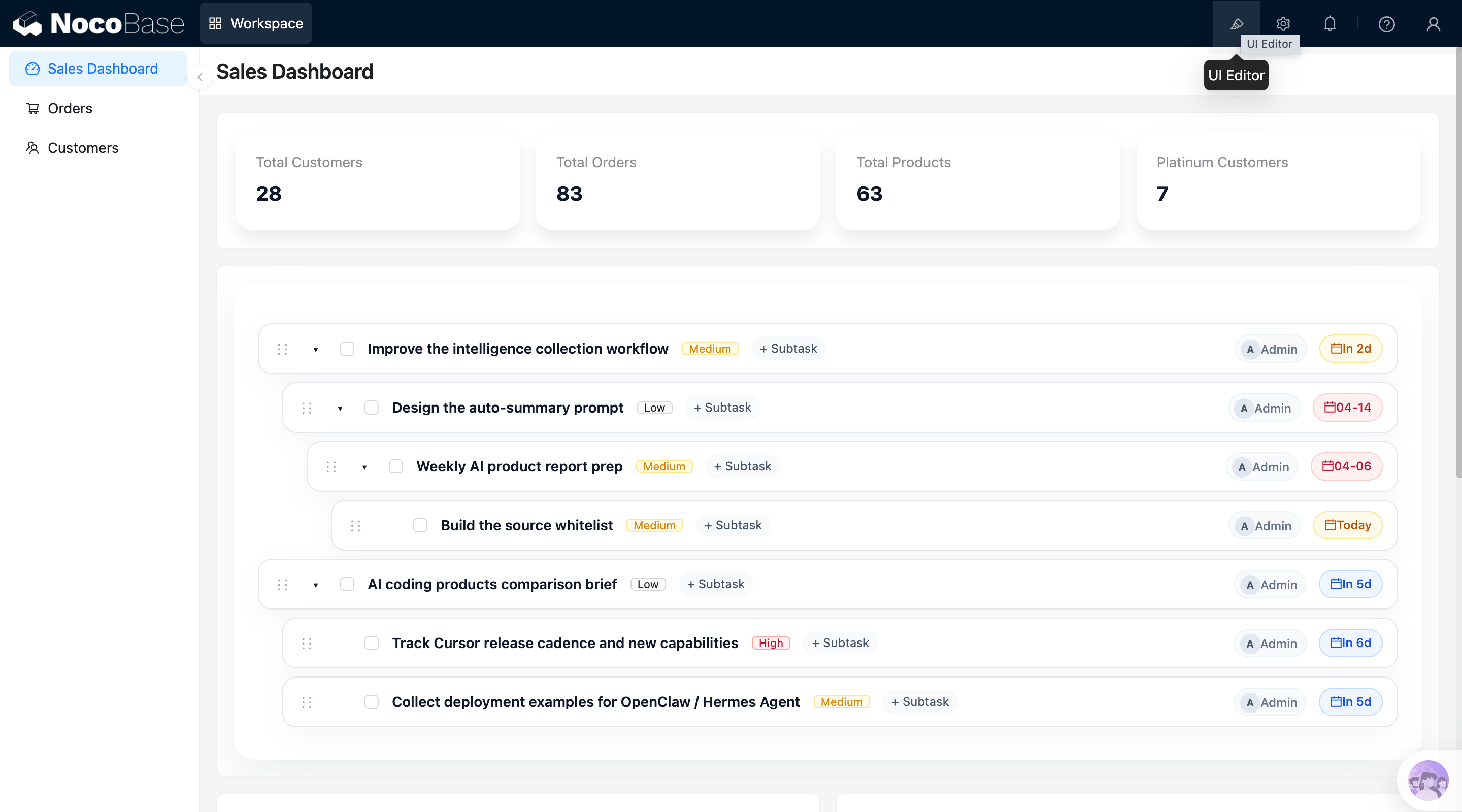 NocoBase 演示界面