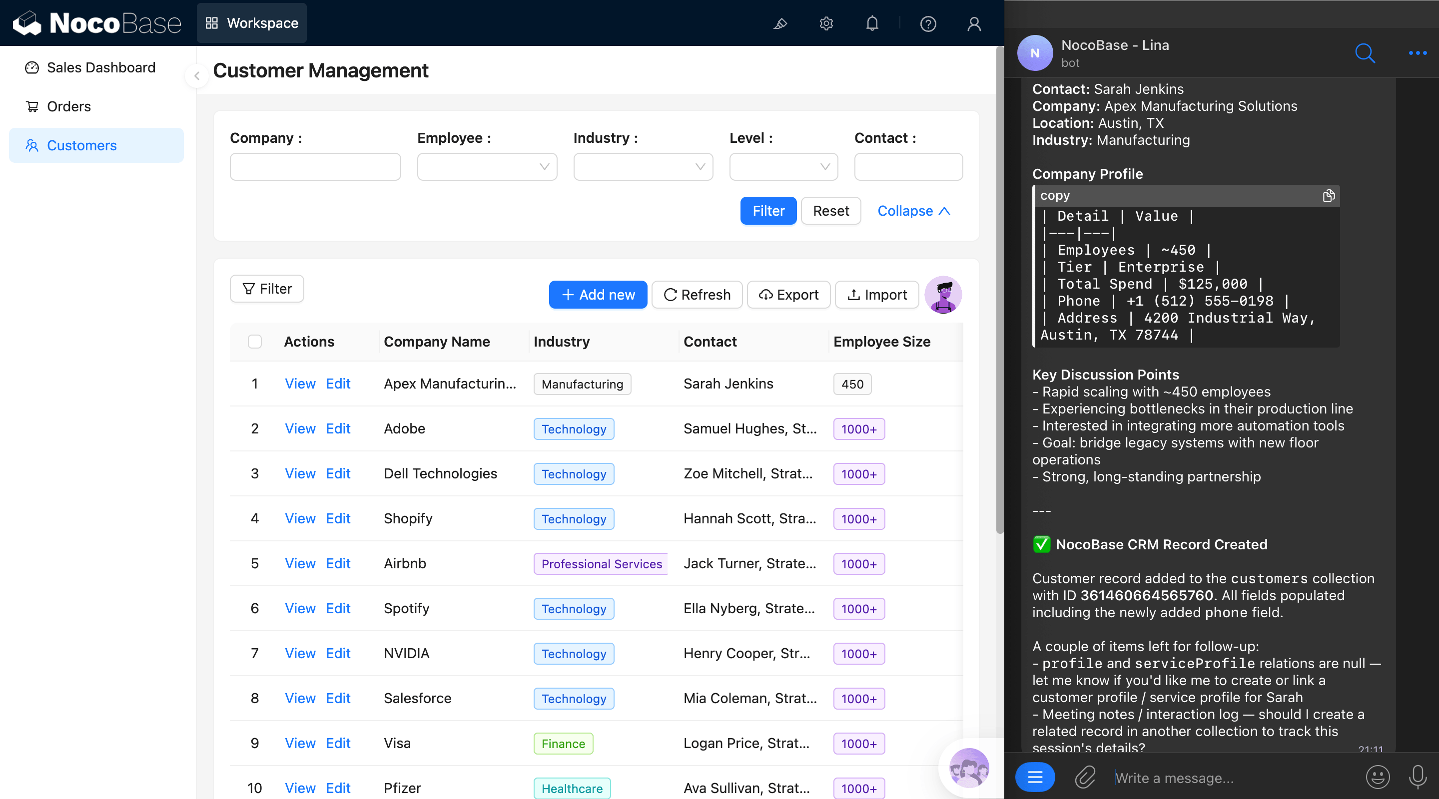 NocoBase 演示界面