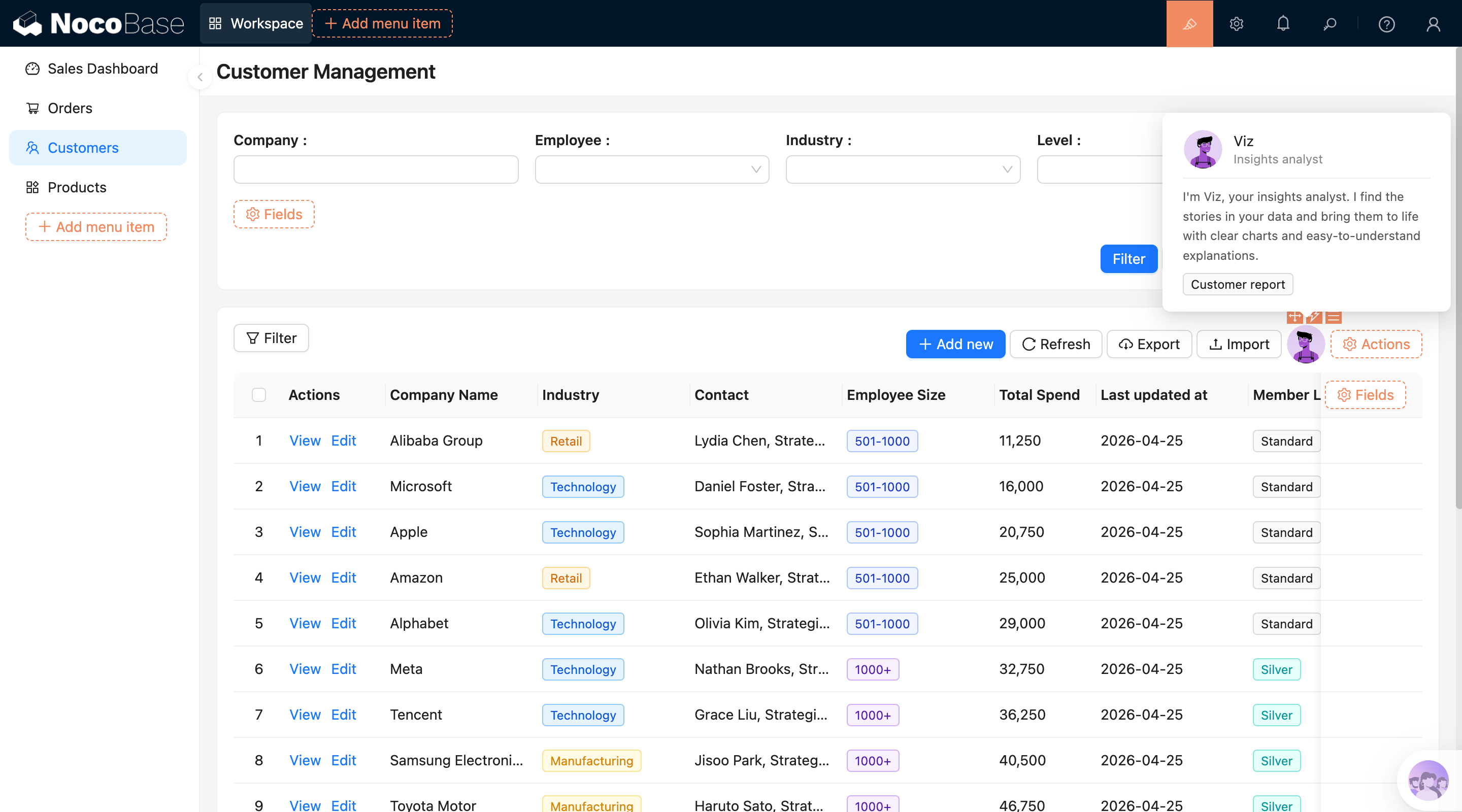 NocoBase 演示界面