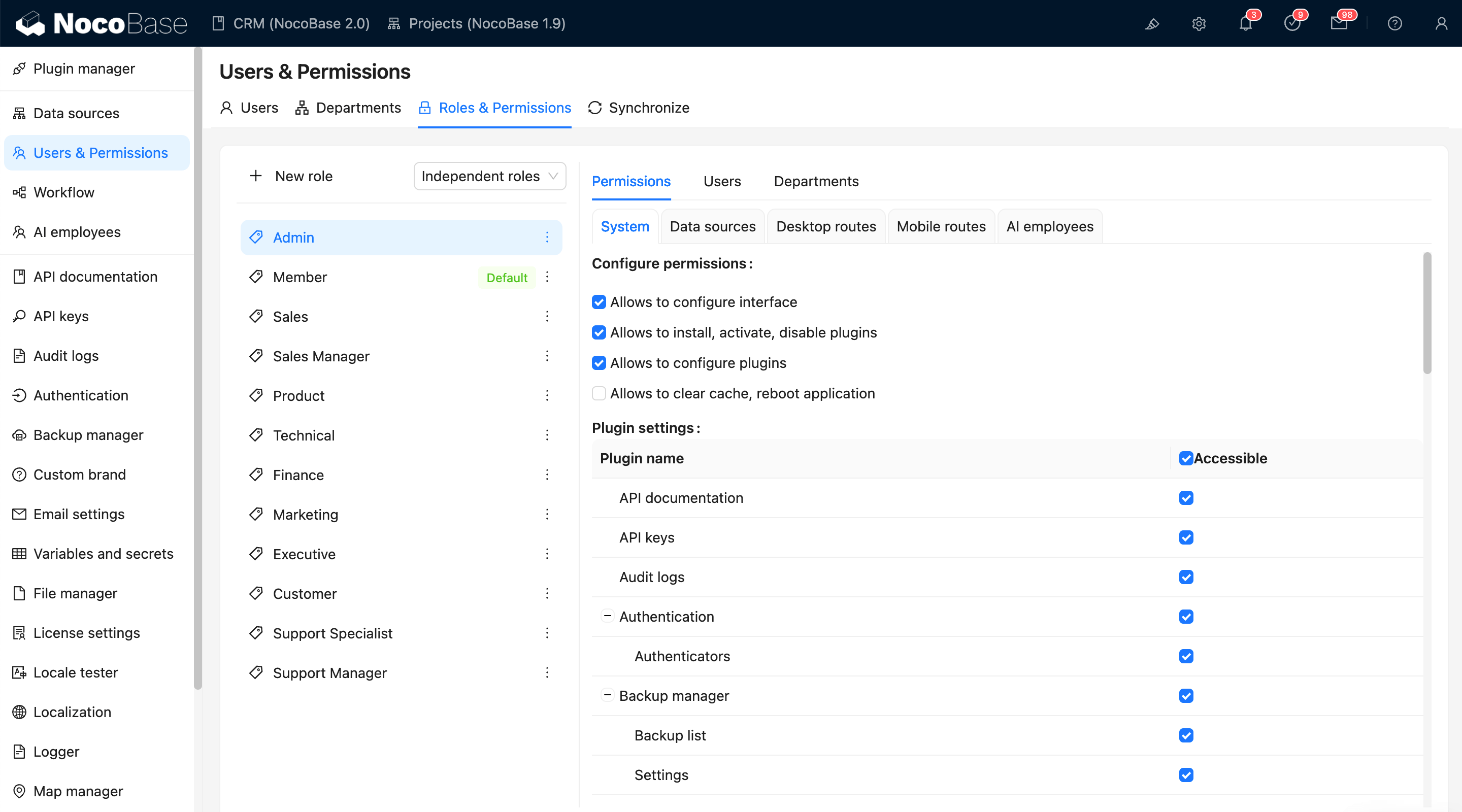 NocoBase 演示界面