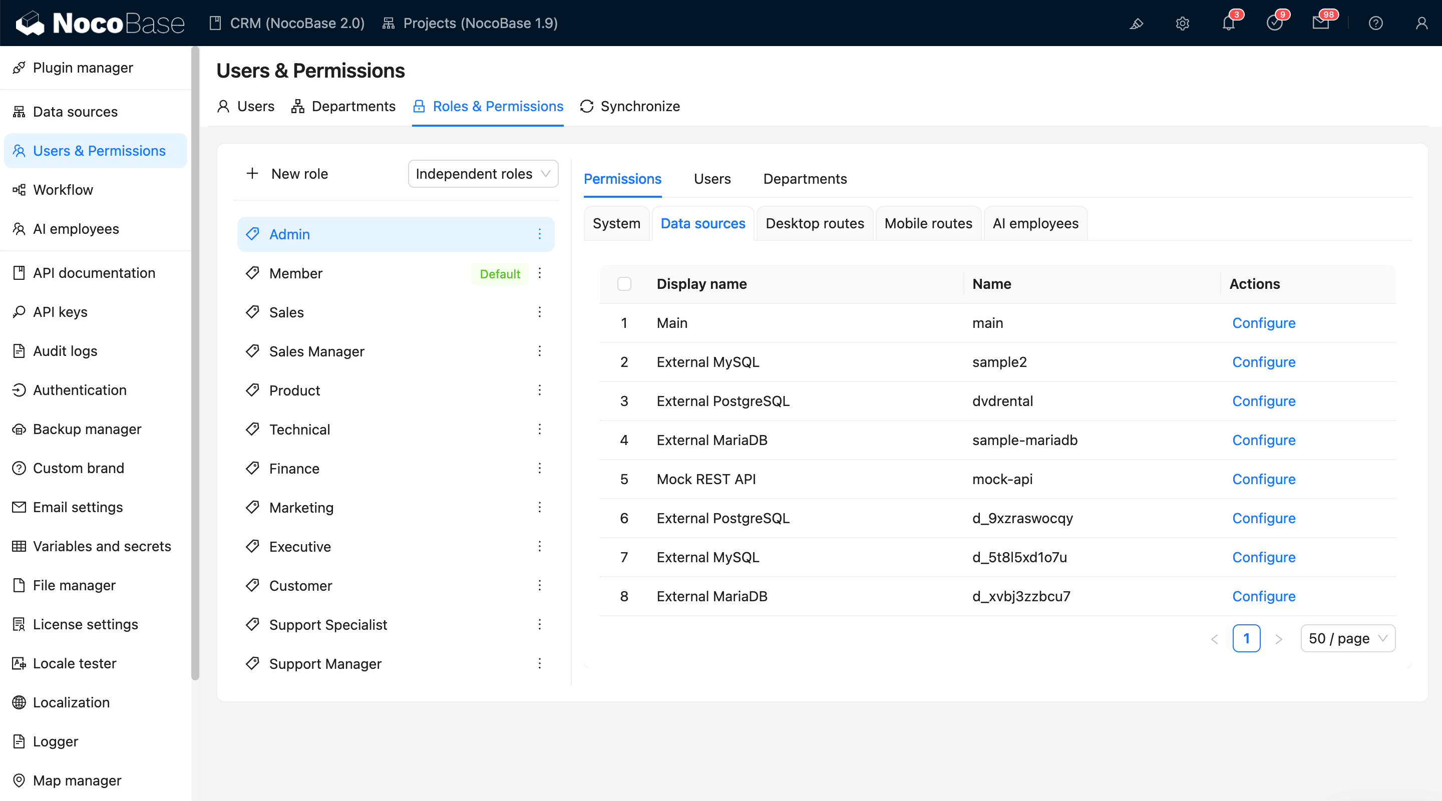 NocoBase 演示界面