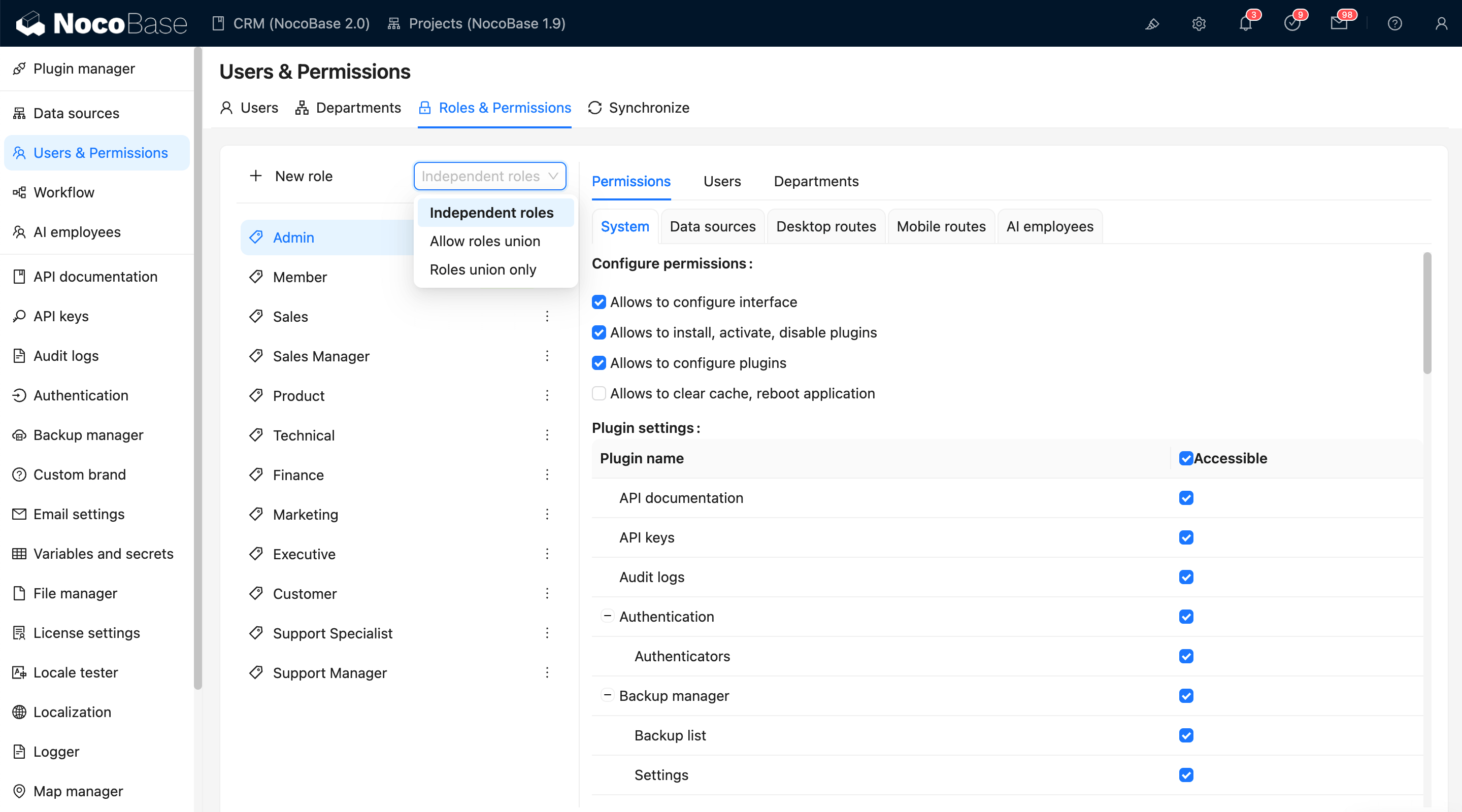 NocoBase 演示界面