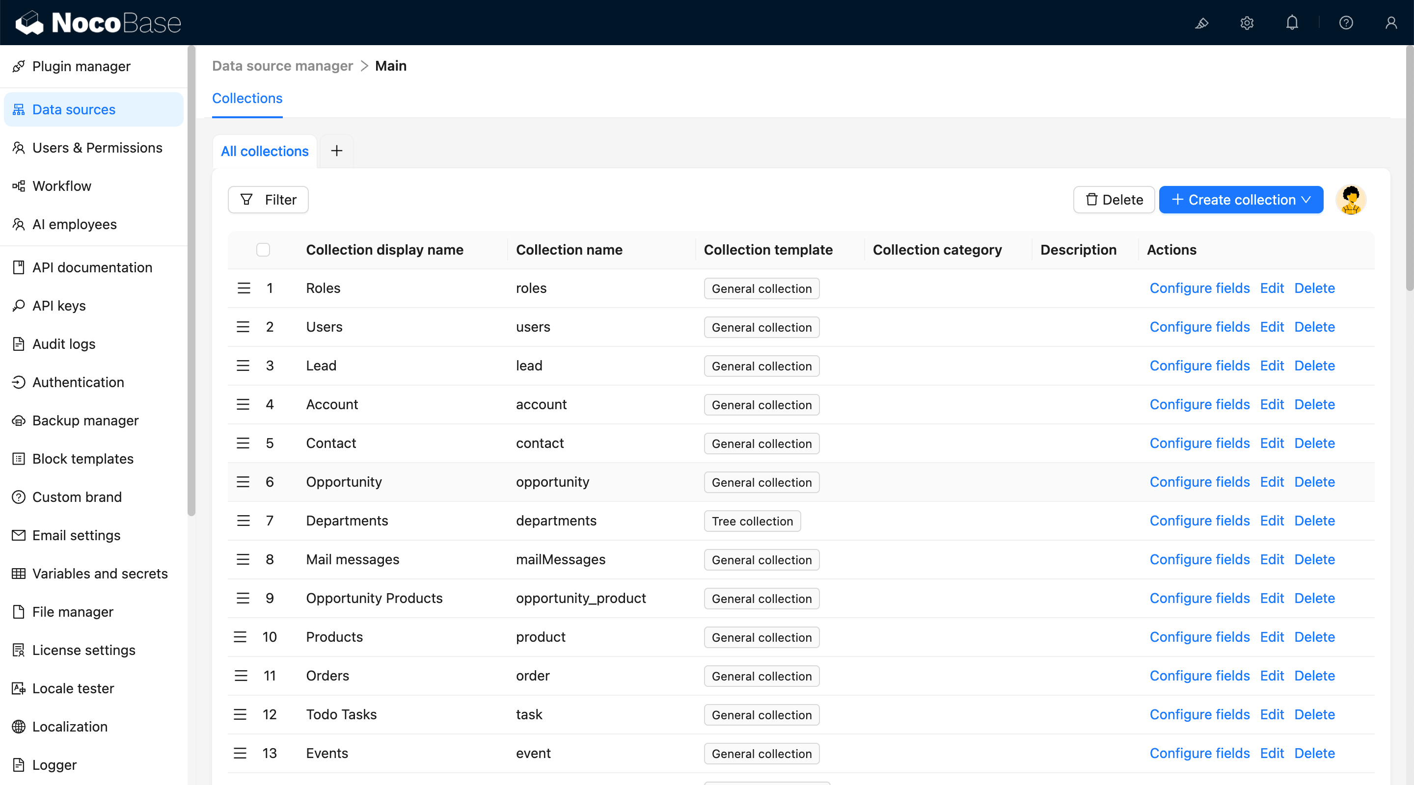 NocoBase 演示界面