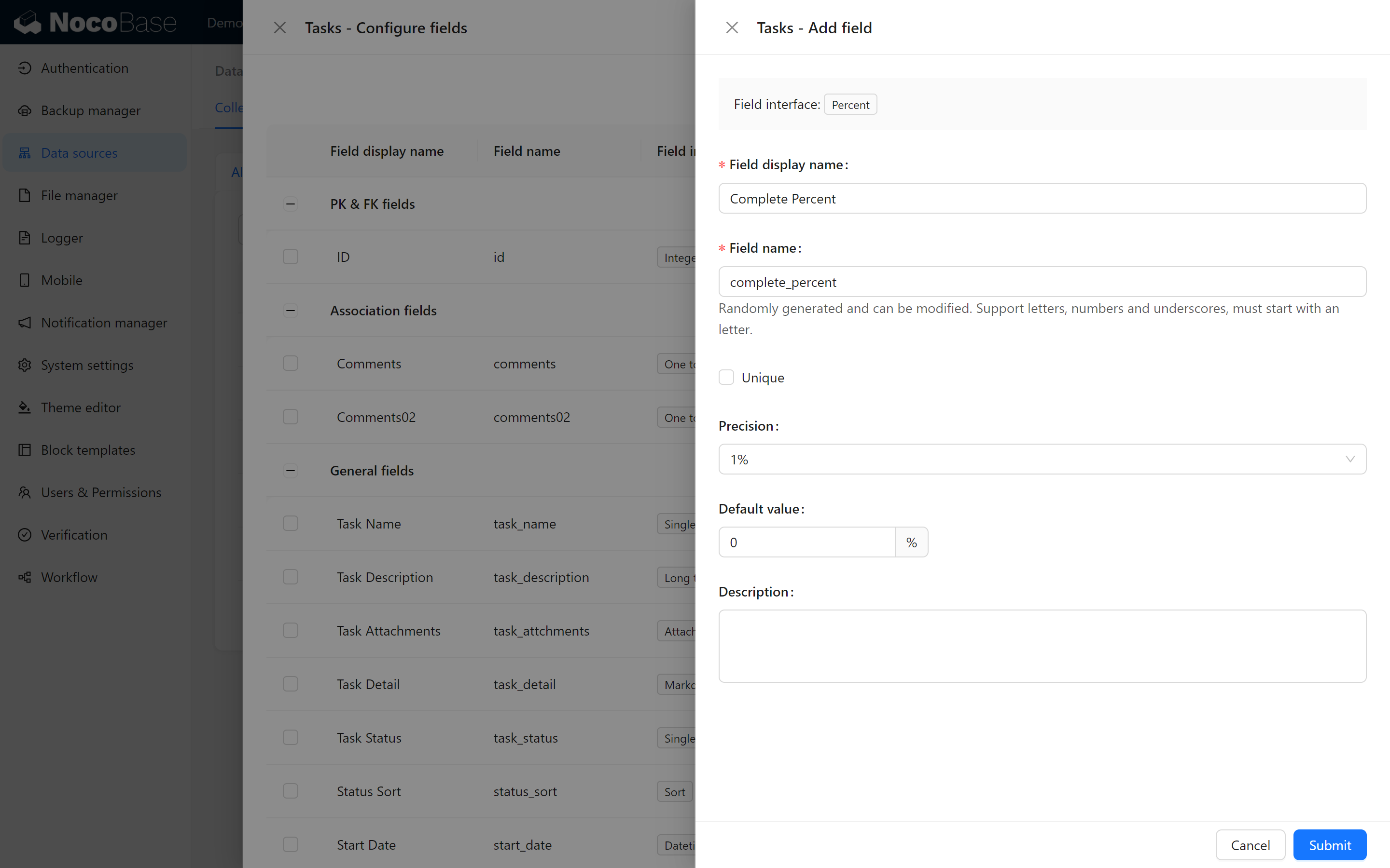 Add Completion Percentage Field