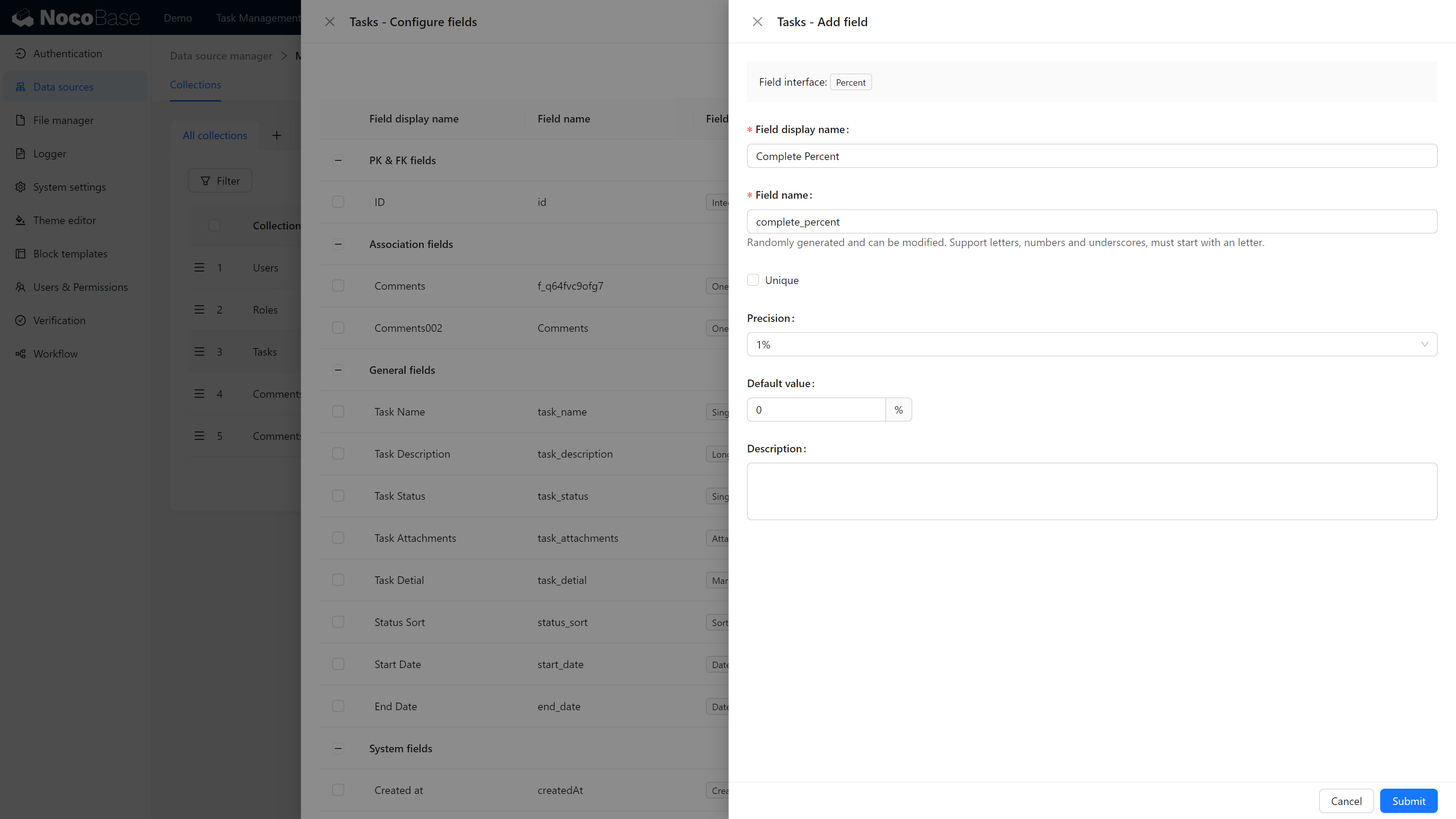 Add Completion Percentage Field