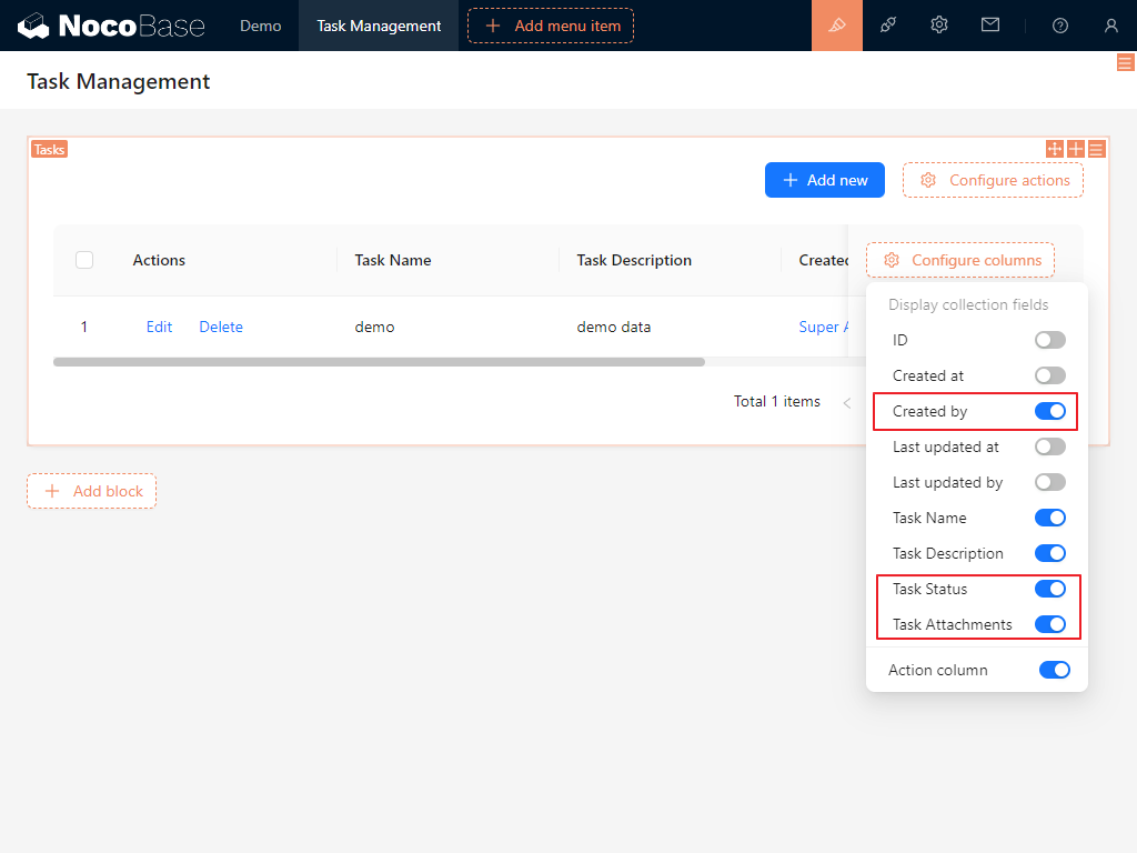 Display Fields in Task List