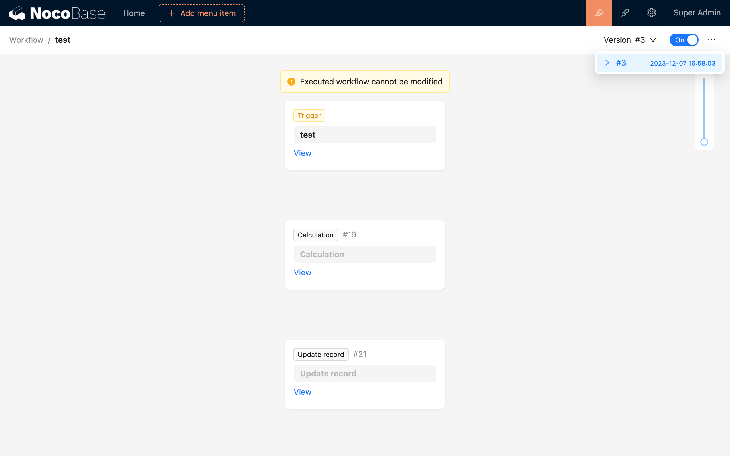 View workflow versions