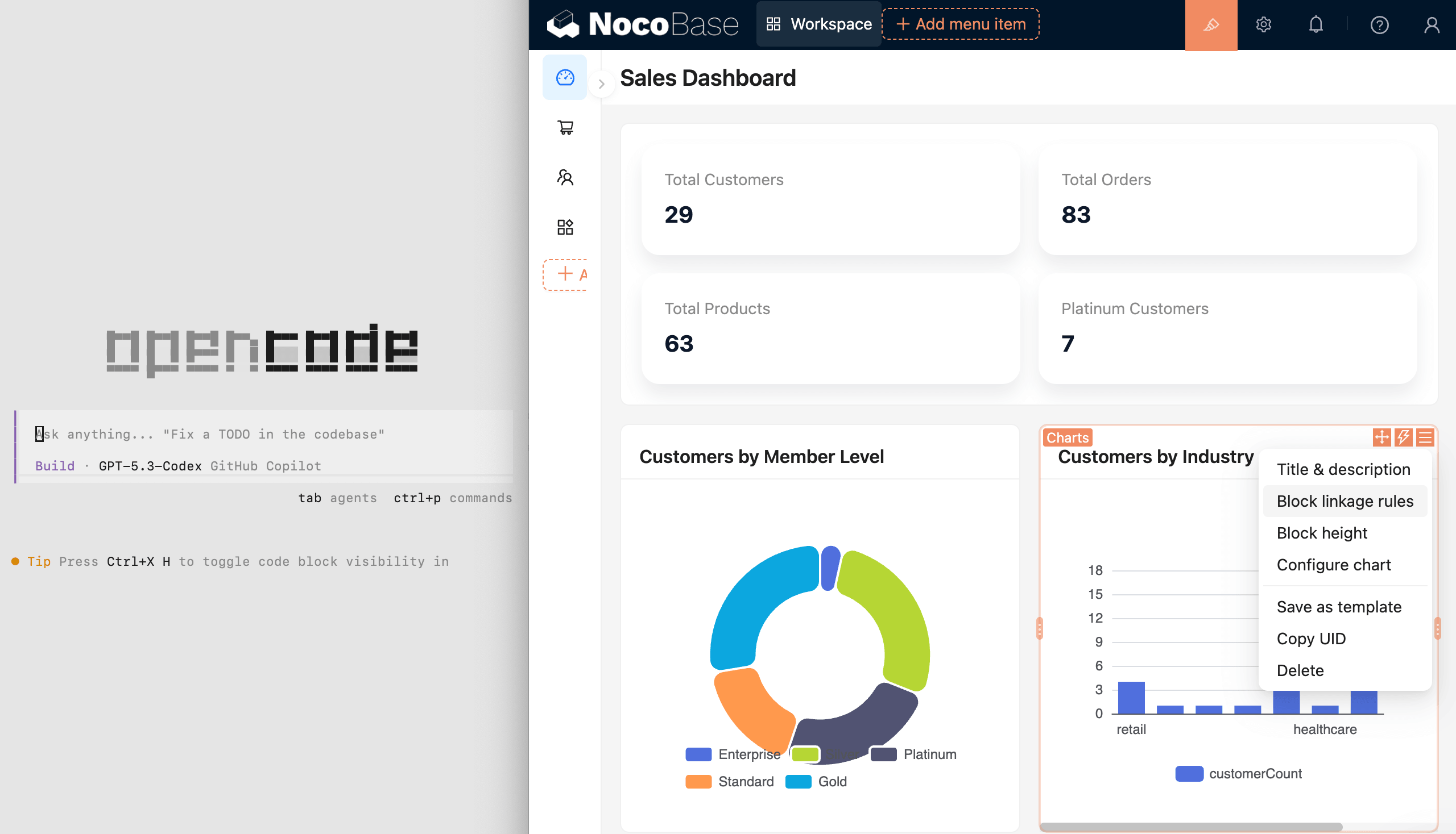 NocoBase AI and human collaboration, enabling flexible division of work between AI development and manual configuration.