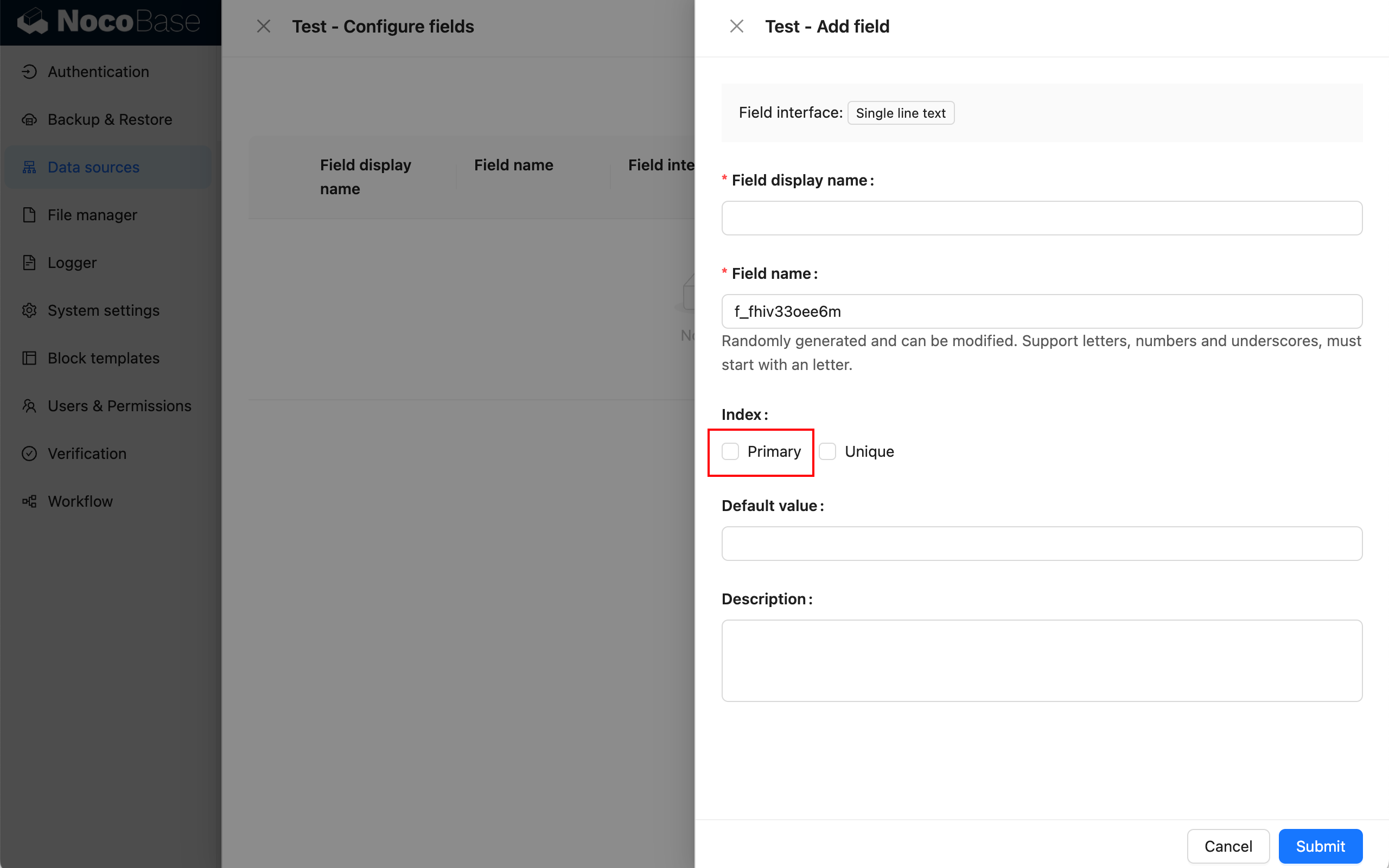 Single-line text fields can also be used as primary keys