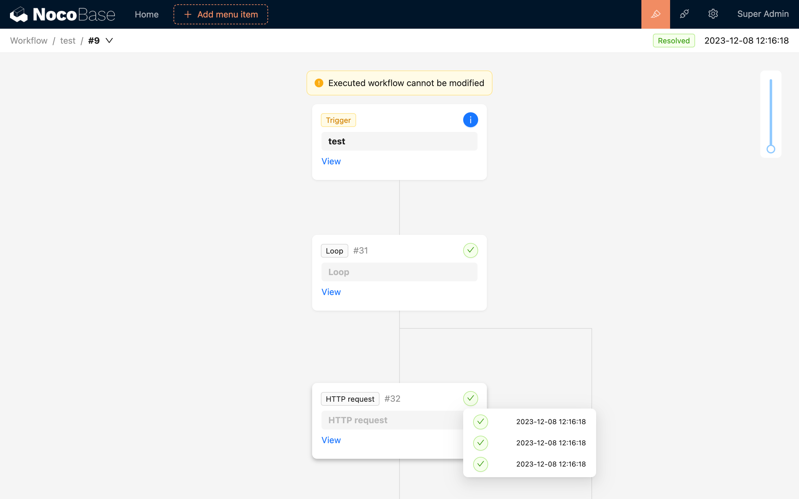 Node results from multiple executions