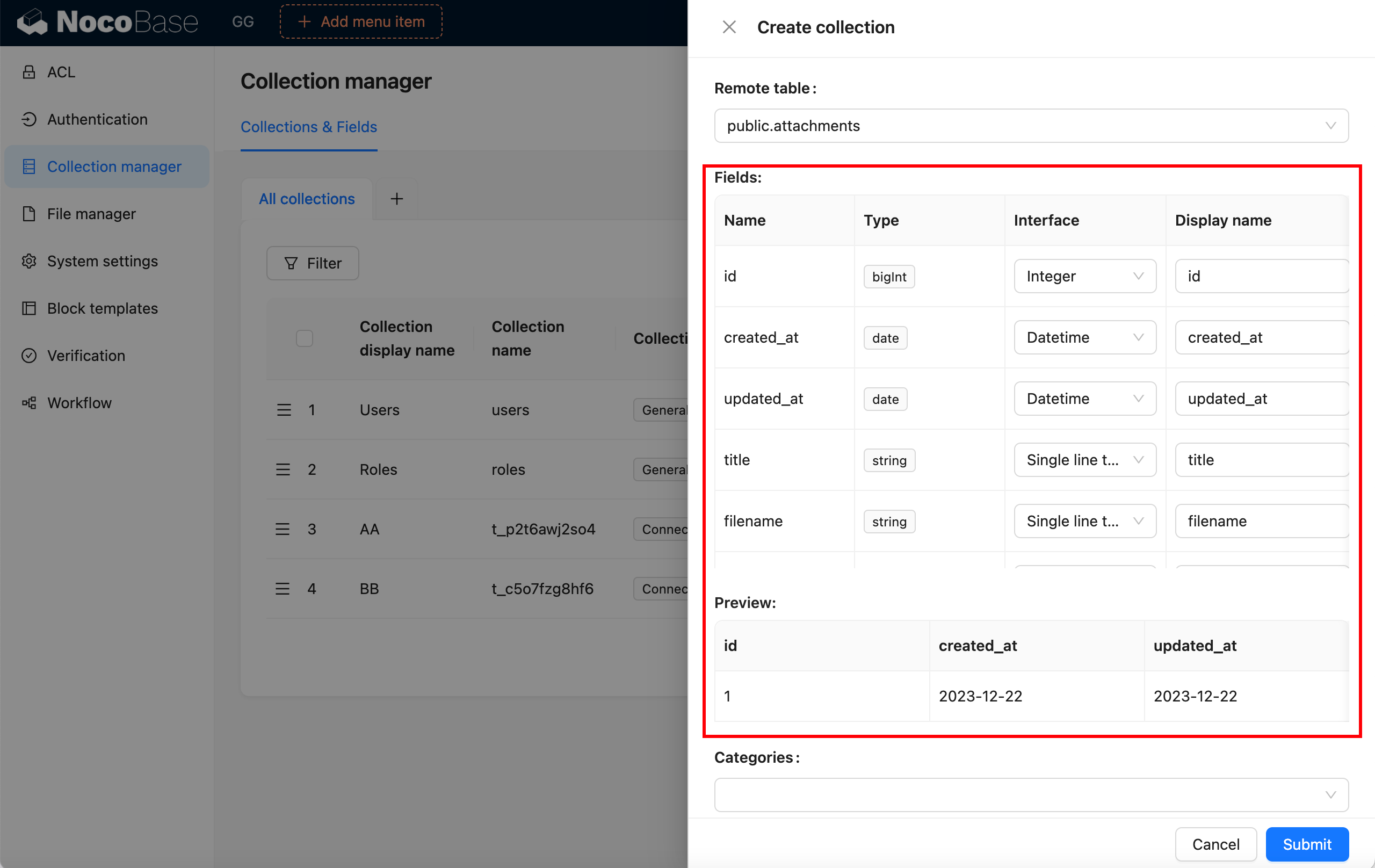Configure field information