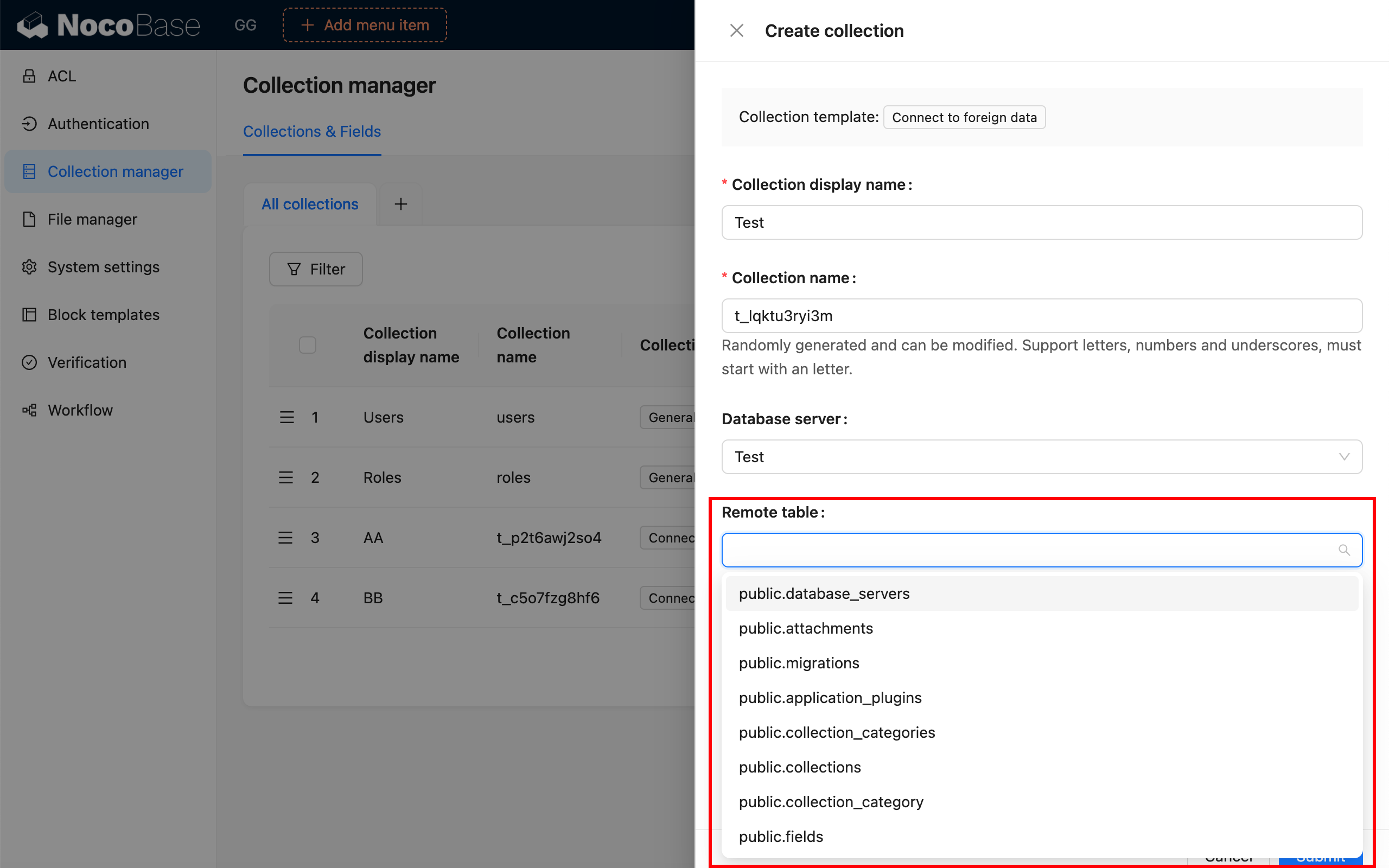 Select the data table you need to connect