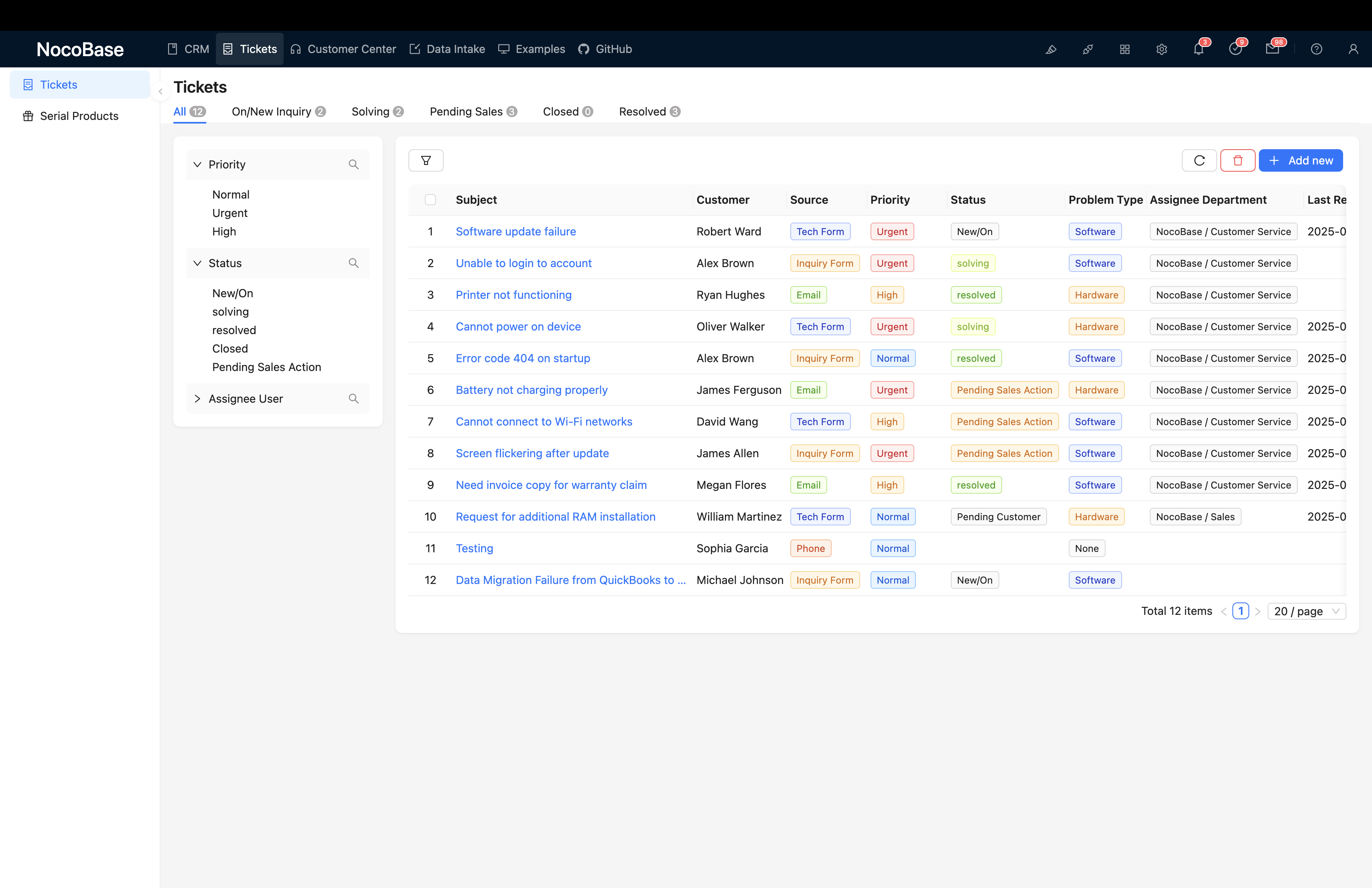 NocoBase 演示界面