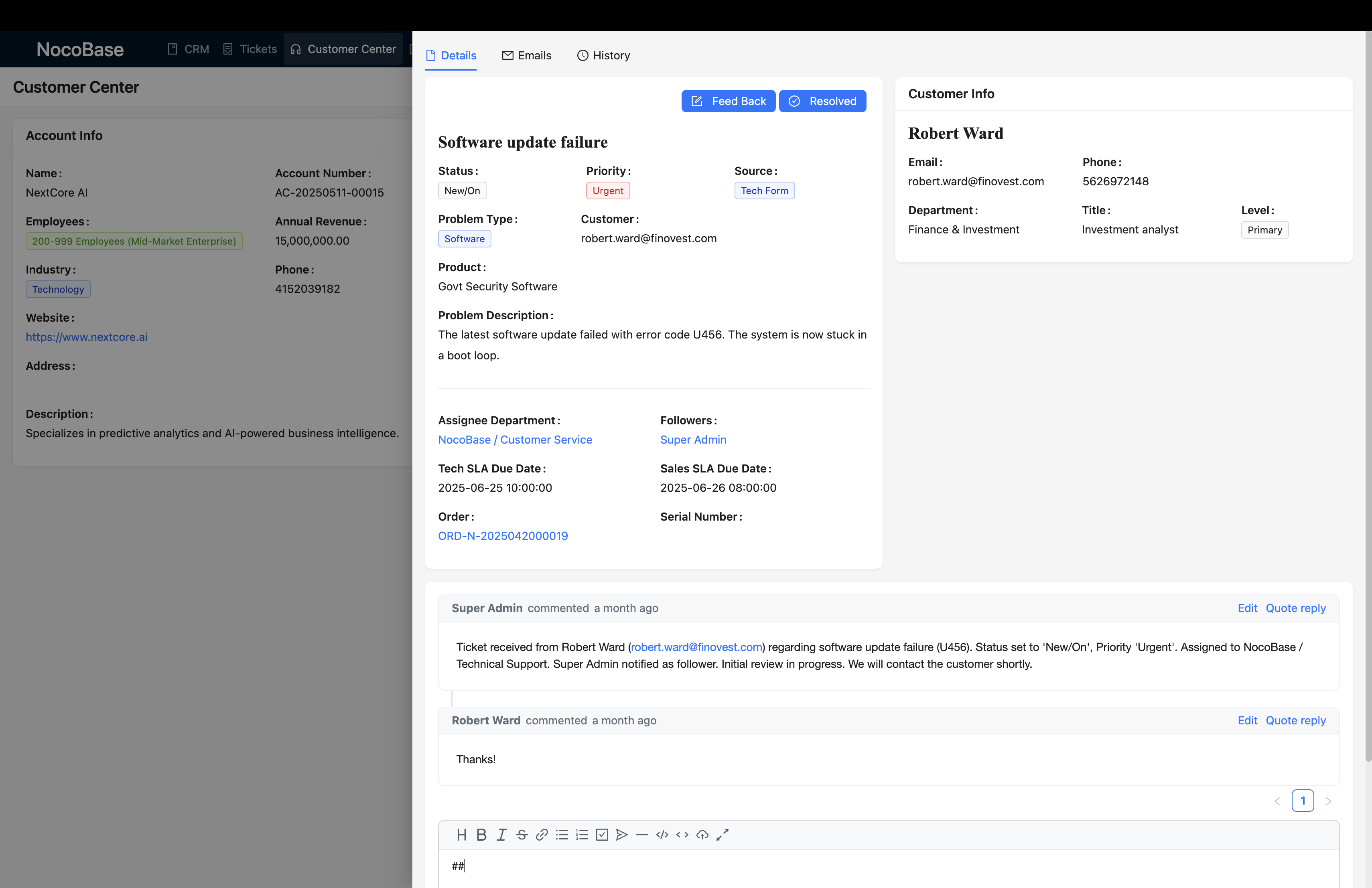 NocoBase 工单管理系统预览