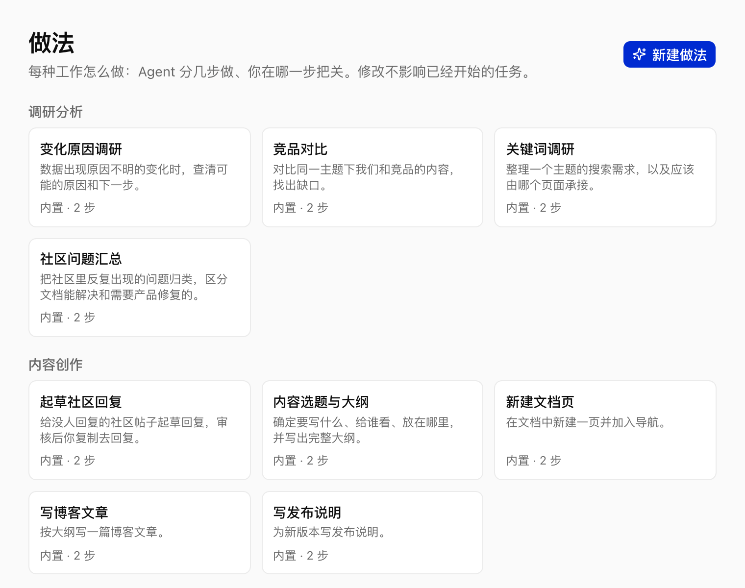 NocoReach 做法页:内置的 12 种做法